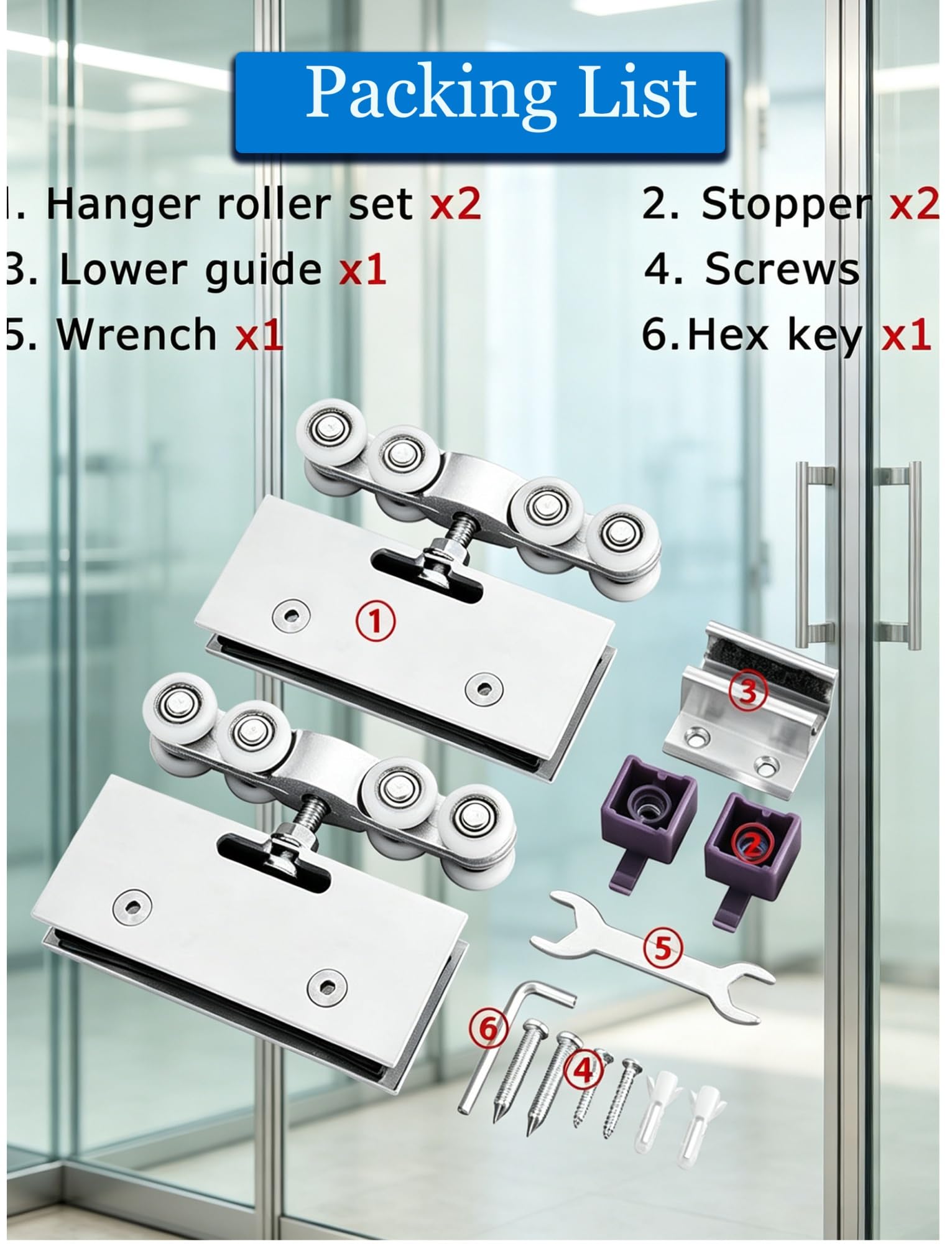 Kit riel puerta corrediza de vidrio sin marco para techo | Kit riel puerta corrediza de metal para baño, balcón, patio y armario(7.55ft(230cm))