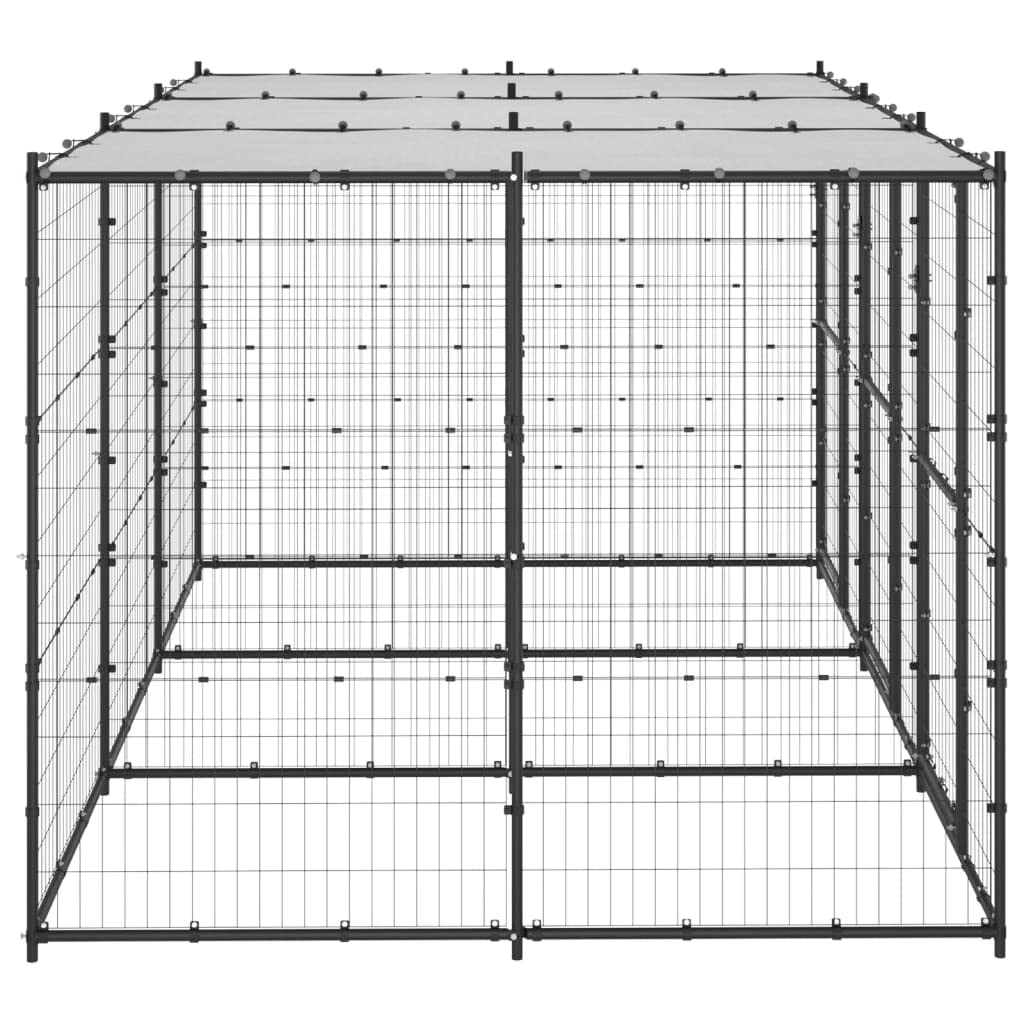 vidaXL Perrera de Exterior de Acero con Techo 7,26 m² Jaula Cachorro Mascota