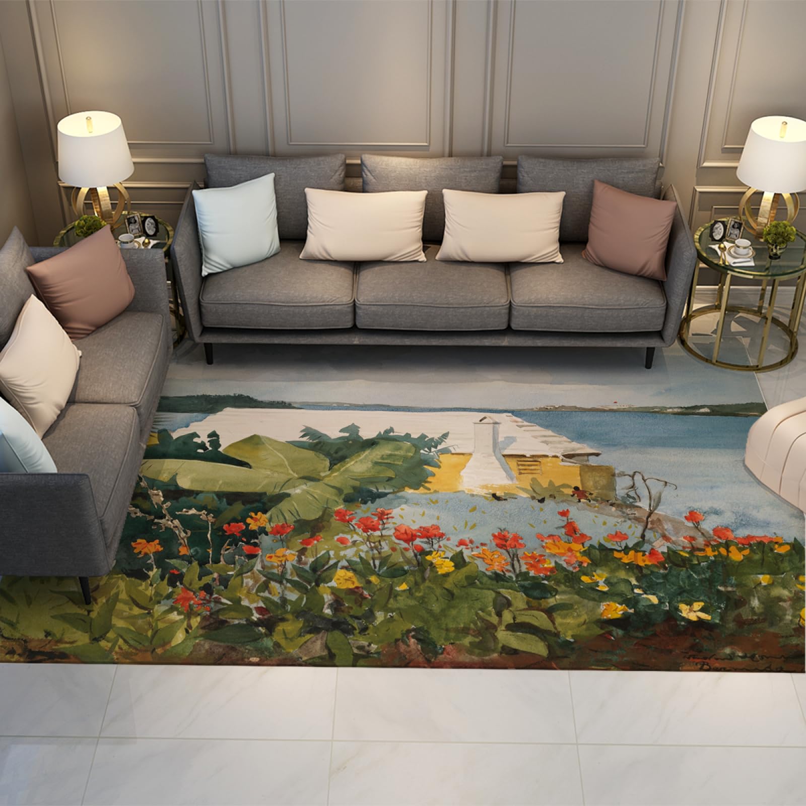 Tapis Winslow Homer 80x150 cm lavable et pliable pour salle à manger