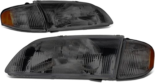 Miniatura 4 de Auto Dynasty 4 piezas de carcasa negra izquierda+faro derecho + lámparas de esquina transparentes compatibles con Mazda 626 6 generación 98-99