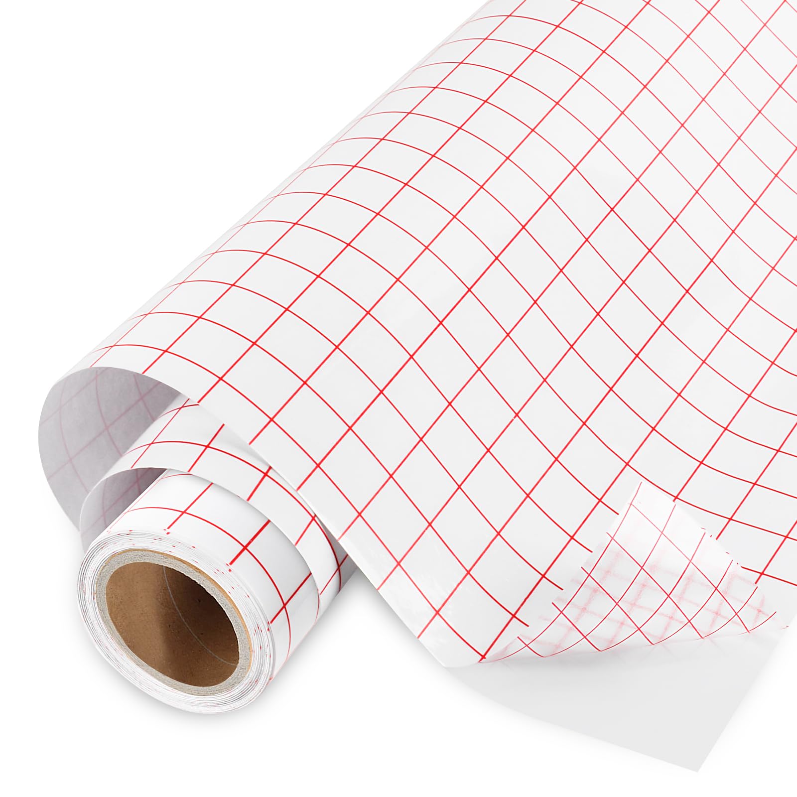 MOXYOY Transfer Tape for Vinyl, Self Adhesive Vinyl, 12" x 10FT Medium Tack Transfer Paper, Red Alignment Grid Transfer Paper Ideal for DIY Crafts, Glass, Windows, Signs Stickers, Party Decoration