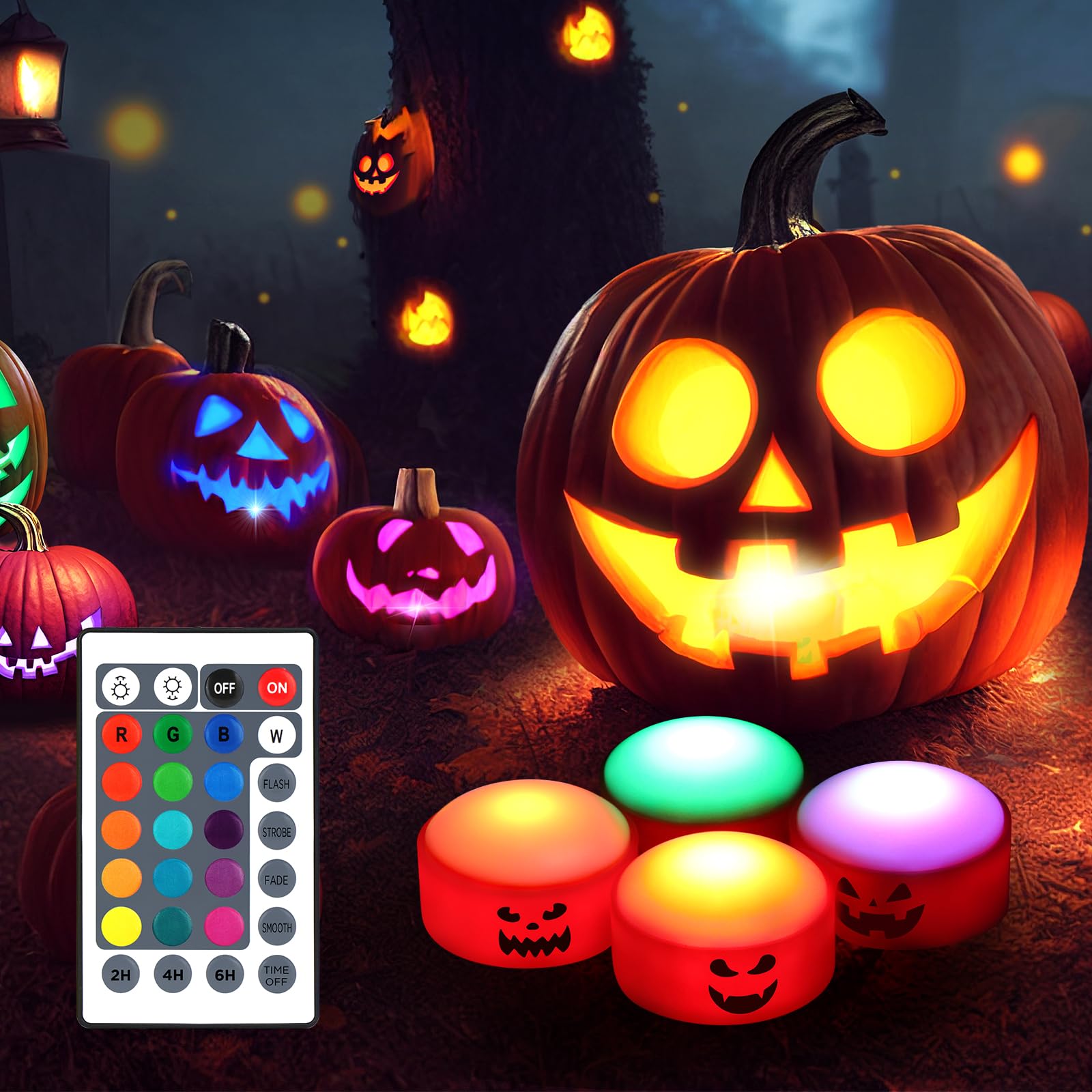 Generico Leuchtaugen Halloween – LED-Augen Mit Timer Für Kürbis, Grabsteine & Deko