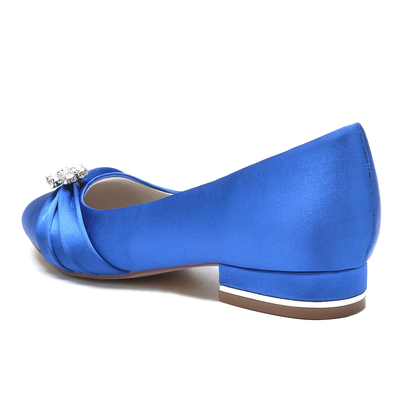 Bailarinas de Raso Plisado para Mujer Planas, Zapatos Elegantes con Broche de Brillantes, Zapatos de Boda o Oficina para Fiesta y Eventos Especiales