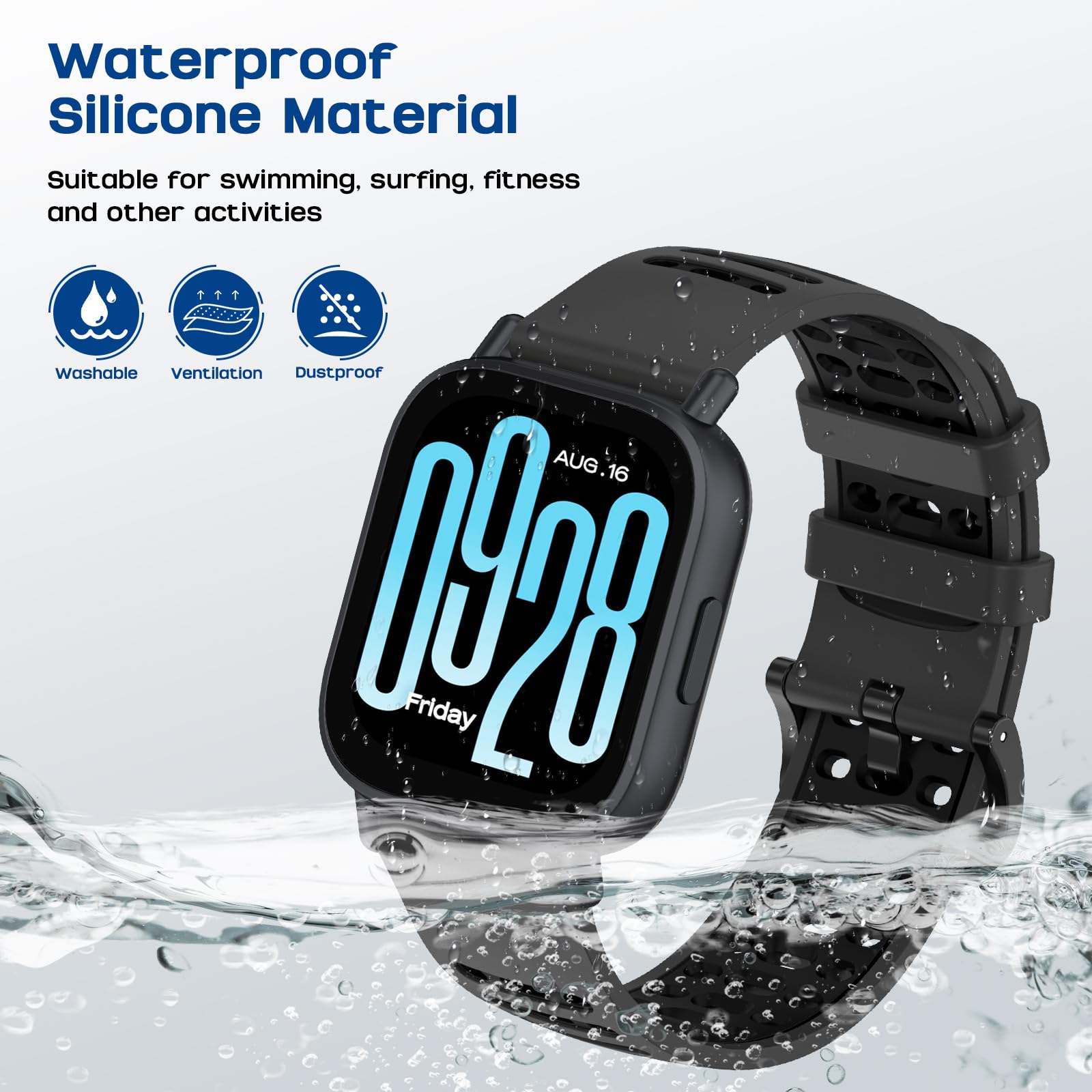 SenMore Cinturino per Redmi Watch 5 Active/5 Lite/Xiaomi Mi Watch/S1 Active/S1 Pro/S1/S2/S3/S4/2/2 Pro, 22mm Sportiva in Silicone di Ricambio