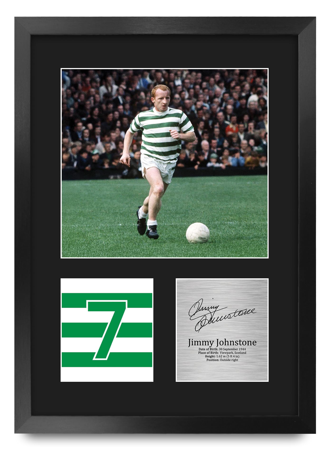 HWC Trading Jimmy Johnstone Celtic Gifts Printed Signed Autograph Picture for Football Fans and Supporters - A3 Portrait Framed — image 1