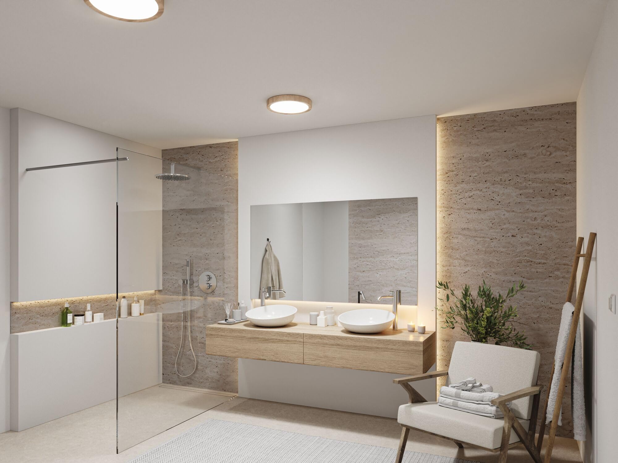 Paulmann 71085 Plafoniera Selection Bathroom LED Tega IP44 White Switch 1200lm 230V 22,5W effetto legno lampada per il bagno