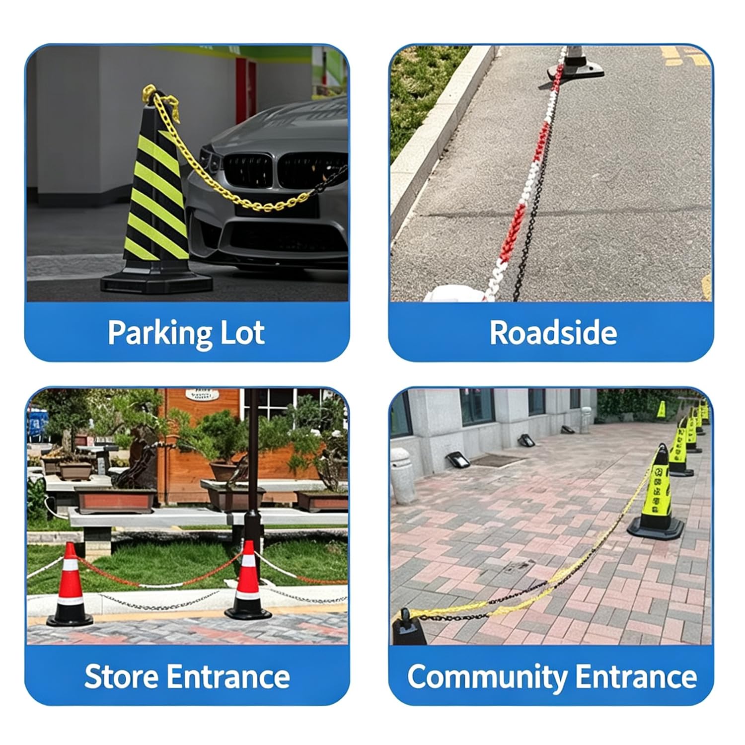 Chaîne De Signalisation En Plastique Rouge Et Blanc,50m Chaîne De Barrière Plastique De 6 Mm d'Épaisseur,Avec 2 Crochets,Pour La Sécurité d'Avertissement, De Parking, De Construction, De Surfaces