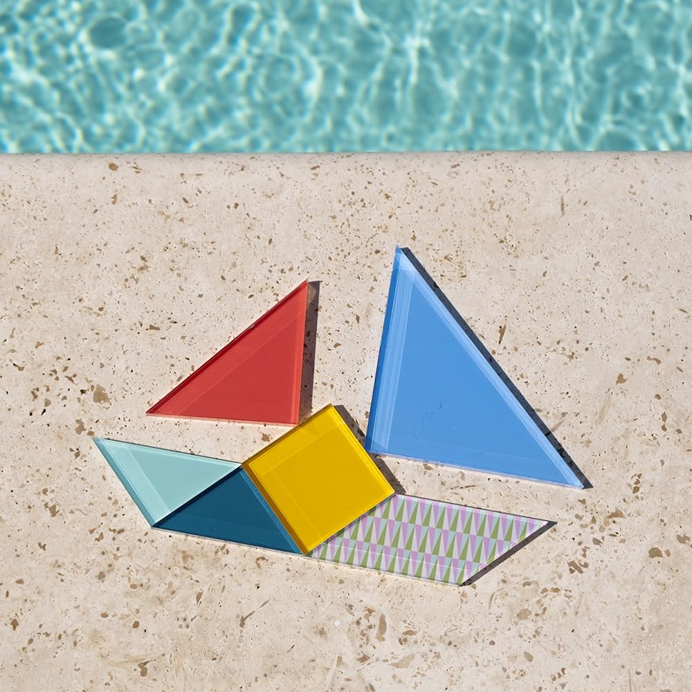 VESTA Gra planszowa Tangram - Kryształ akrylowy - 20 x 20 cm - 7 sztuk wielokolorowych - Pomysł na prezent - Wyprodukowano we Włoszech