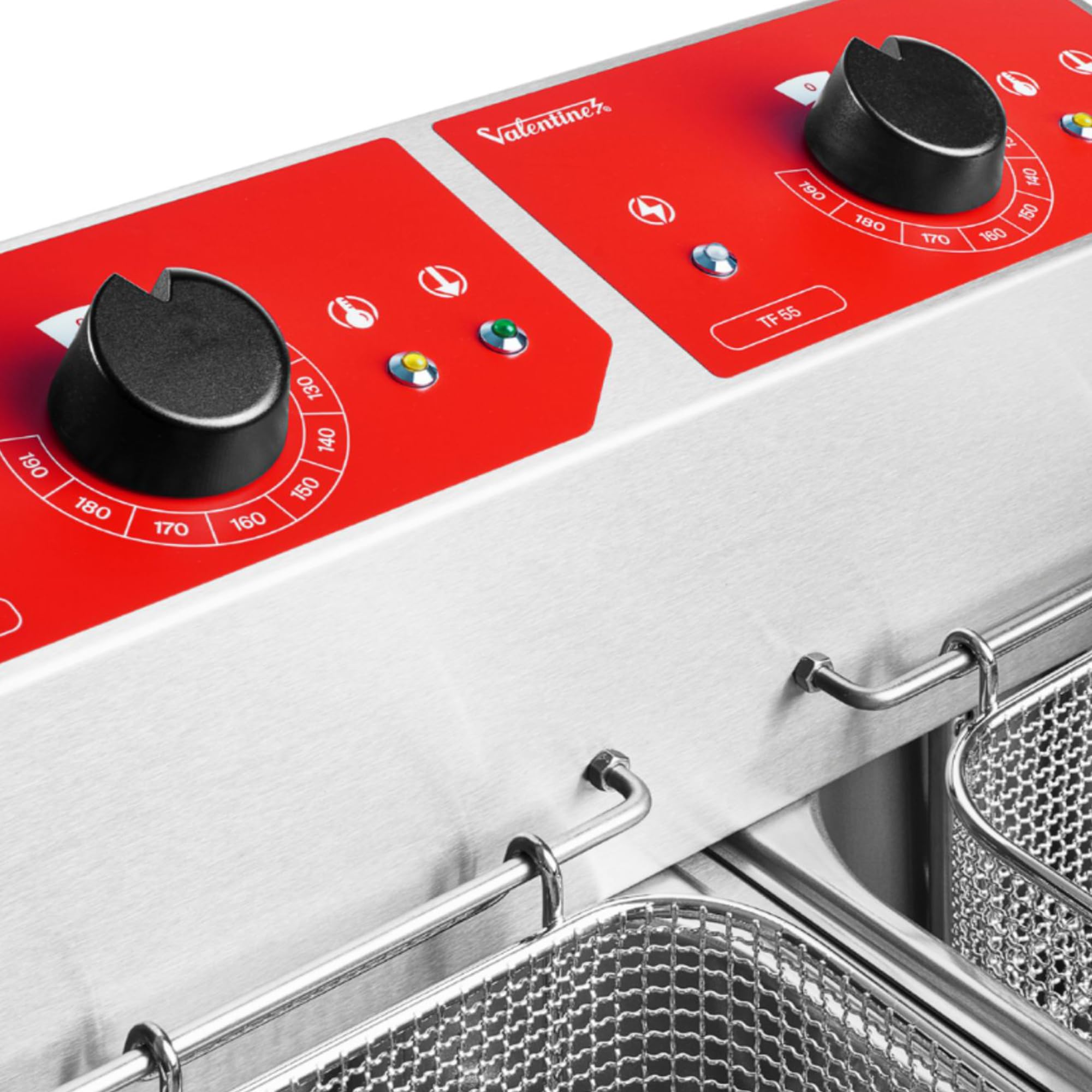 MBH - Friggitrice Elettrica Industriale Valentine da 5 + 5 Litri con 2 Cestelli per la Ristorazione. Friggitrice Professionale in Acciaio Inox per Bar, Ristorante e Cucina Industriale