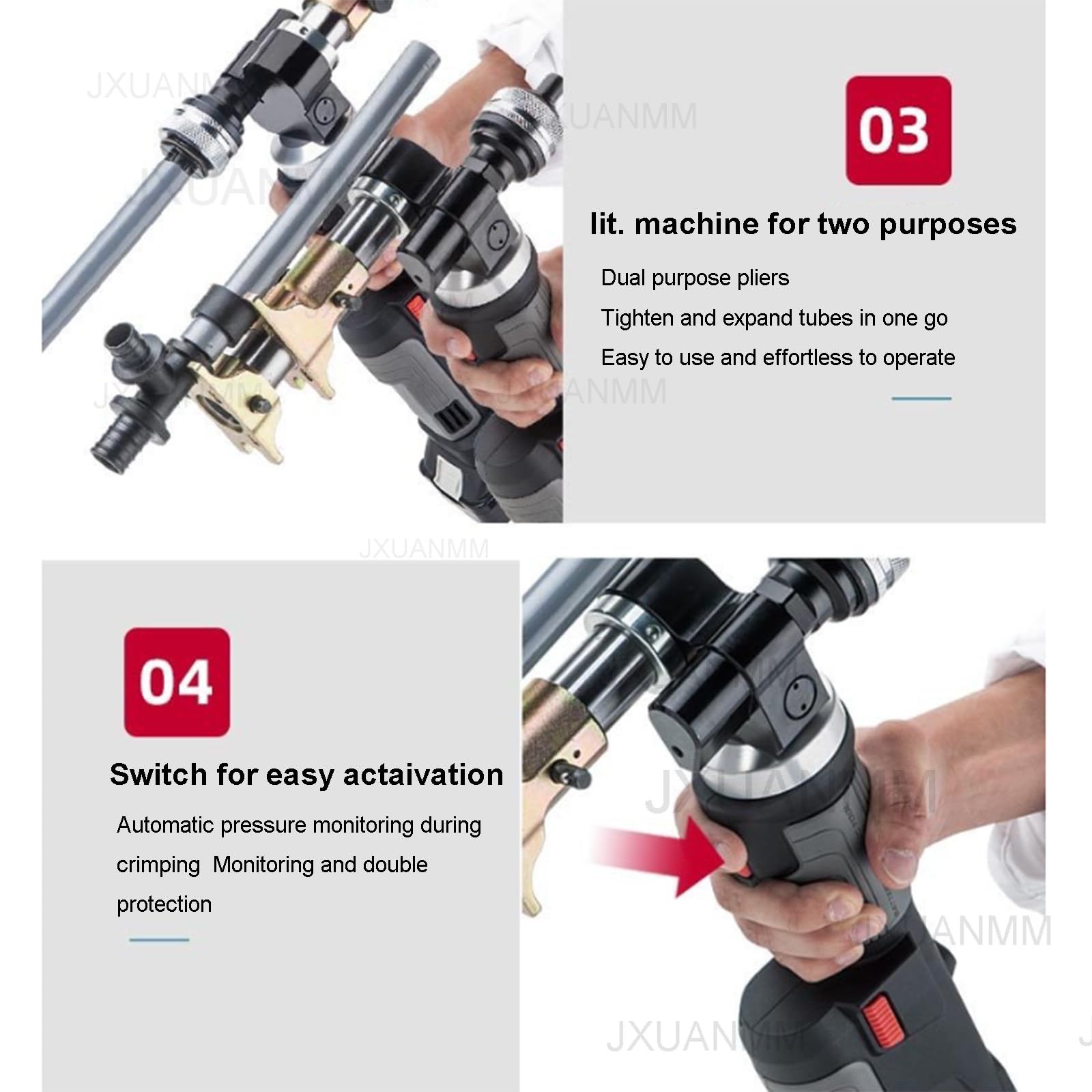 Herramienta de crimpado y expansión axial accionada por batería, herramienta hidráulica de crimpado de tubos, herramienta de fontanería, para trabajos en metal