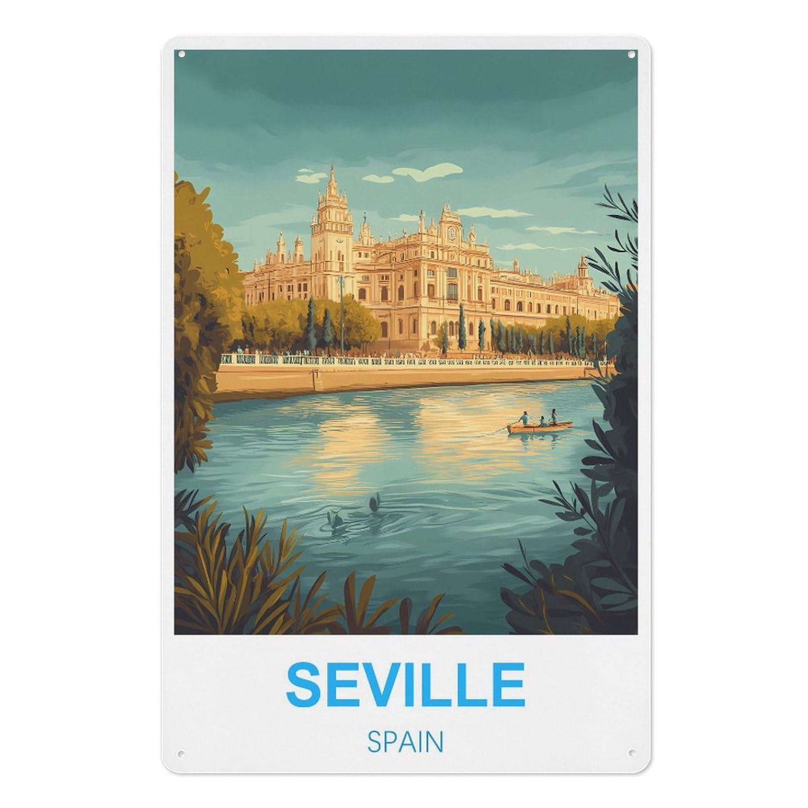 Seville Spain Retro Design Tin Paintings Vintage Tin Sign 08x12inch(20x30cm) Wall Art for Home Office Bedroom Living Room Cafes Wall Decor