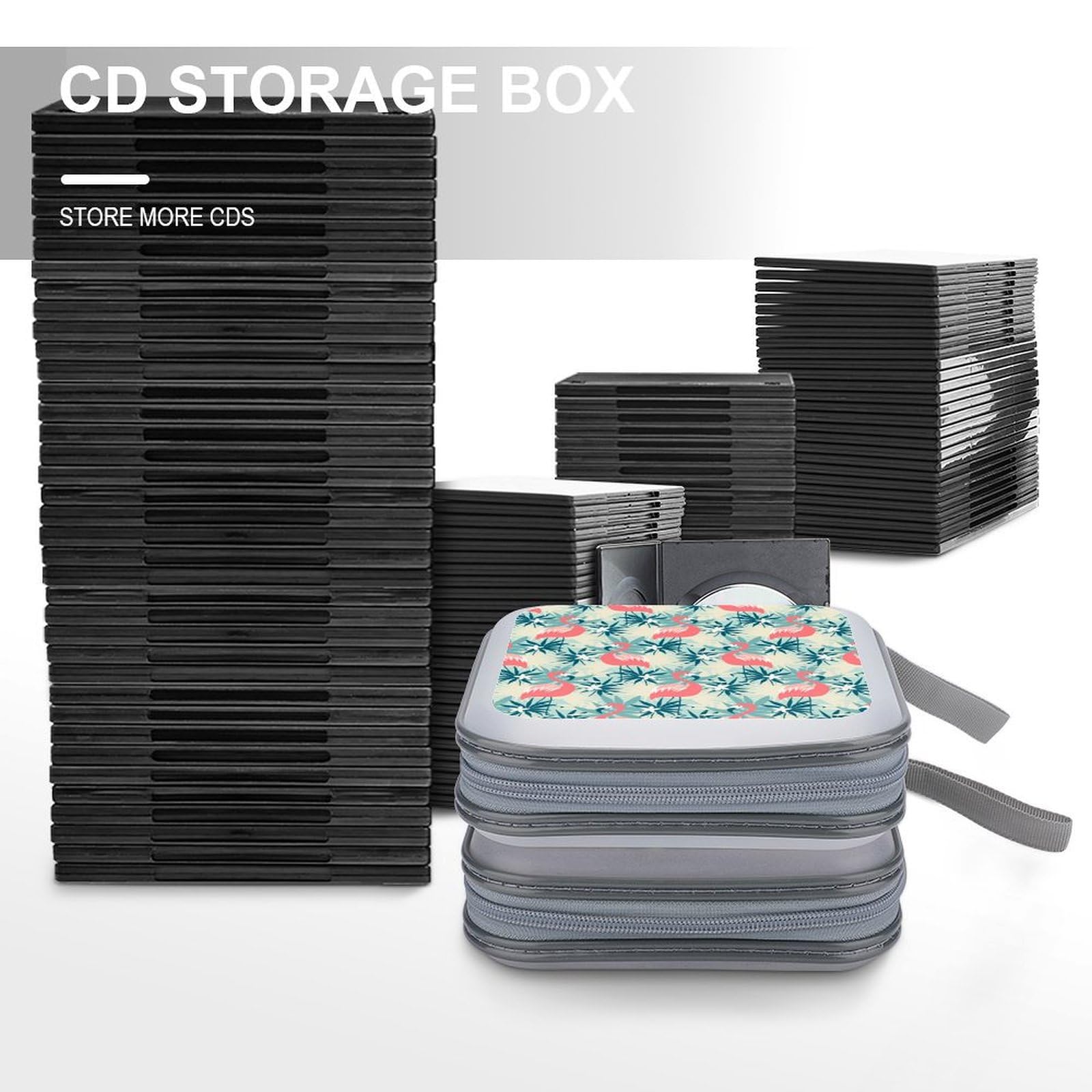 Amazon.co.jp: CDケース フラミンゴ ハワイ風 花柄 CD収納ボックス