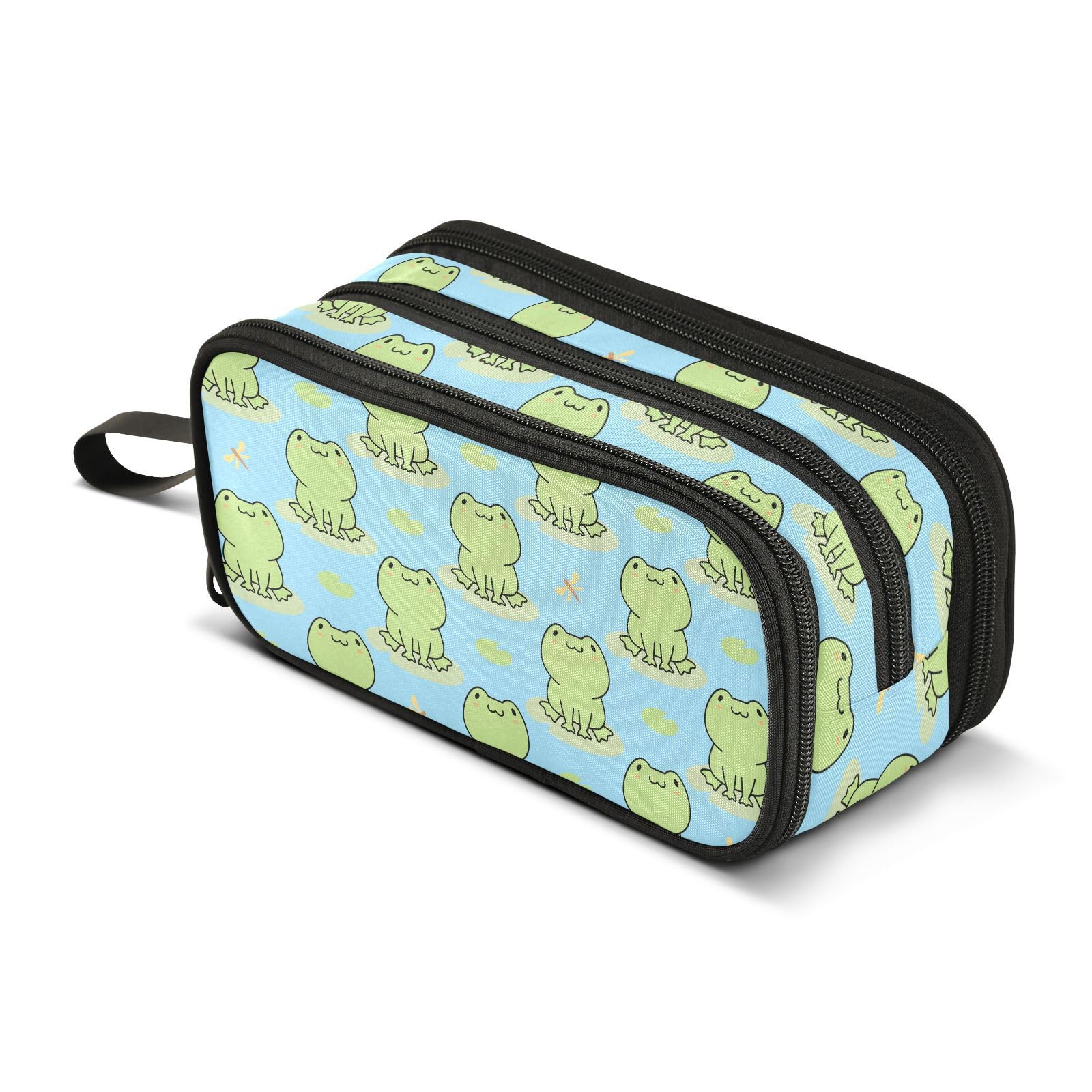 ZAZYXTJ Frog Pencil Case Large Capacity Pencil Pouch