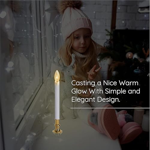 Miniatura 2 de Lámpara de vela eléctrica de Navidad con base chapada en latón, del atardecer al amanecer, sensor automático, enciende la vela en la oscuridad y se