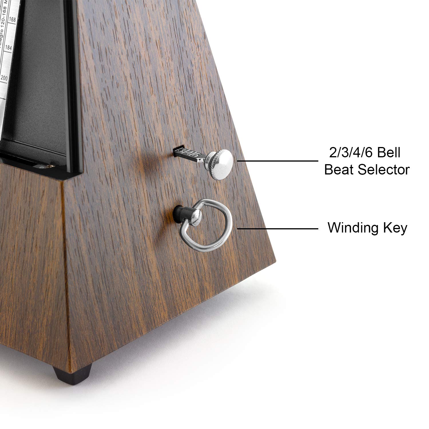 Theodore MET21-WD Métronome mécanique en bois - Style pyramide classique | Idéal pour une utilisation avec des claviers et des pianos