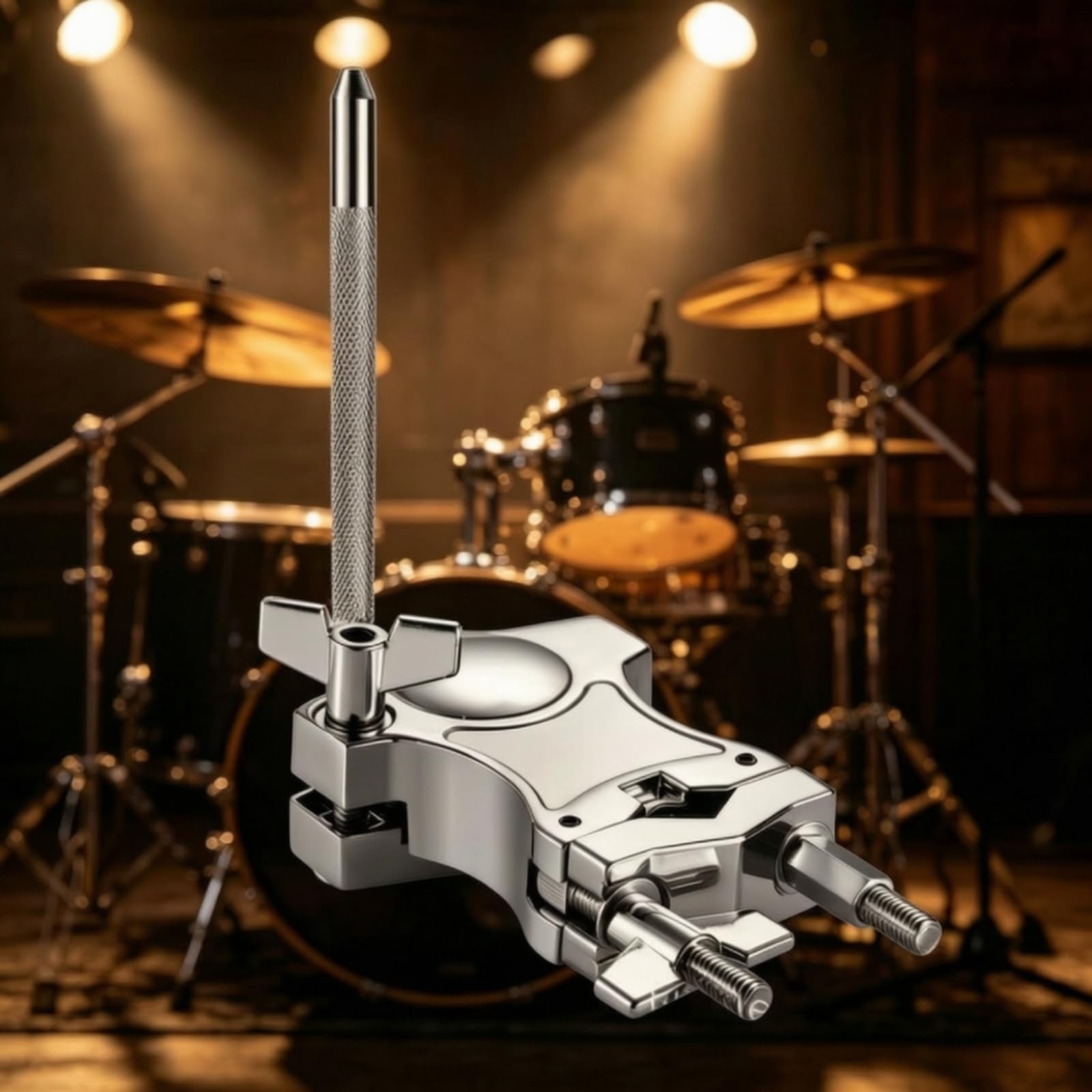 Qianly Morsetto con Asta Zigrinata Regolabile Morsetto di Montaggio Stabile Clamp per Batteristi, Percussionisti, Palco, Sala Prove