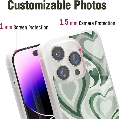 Miniatura 4 de Fundas estéticas para niñas para Apple iPhone 11 12 13 14 Pro Max Plus Mini Samsung Galaxy S21 S22 Ultra Plus (corazón verde oscuro)