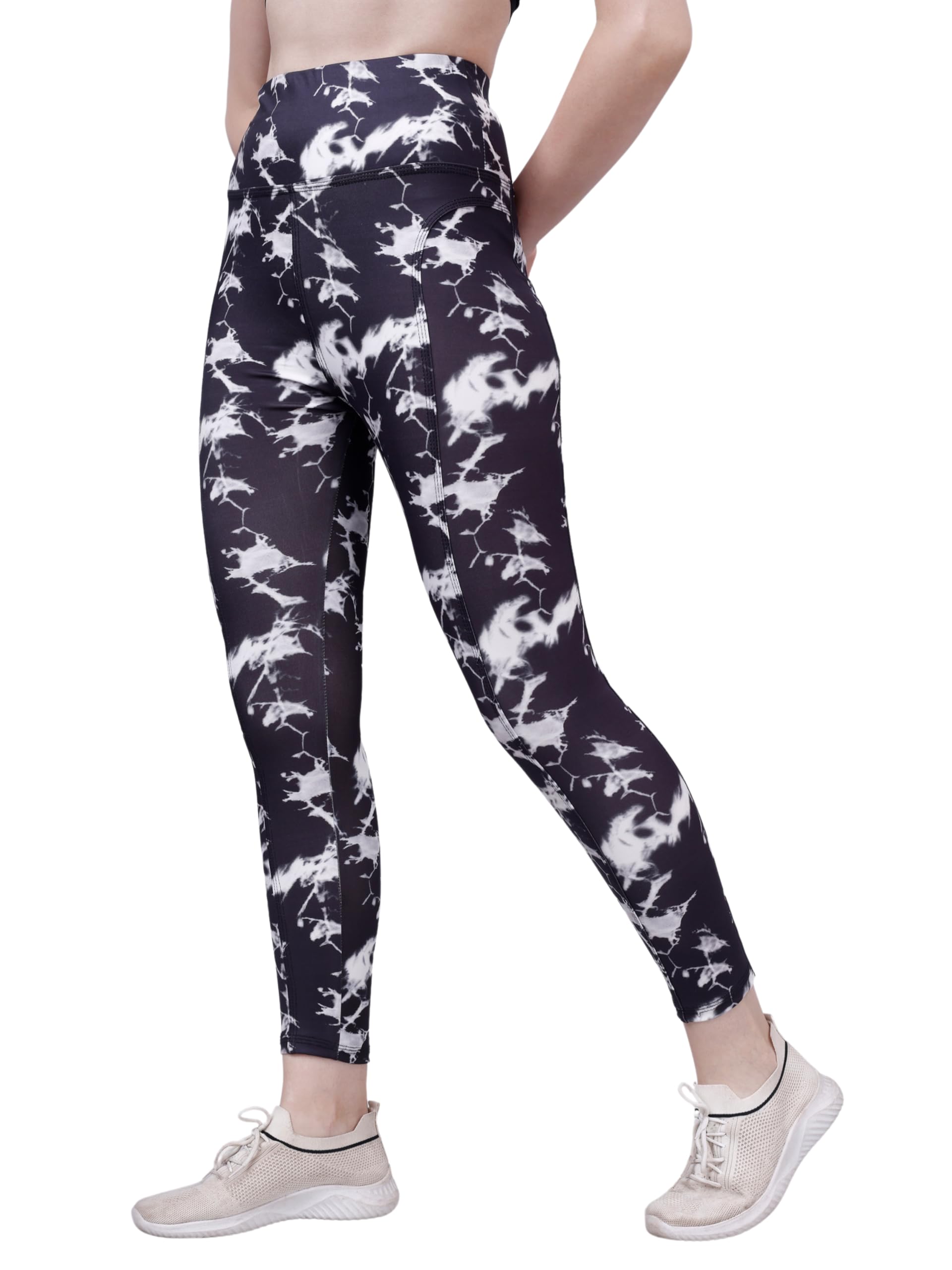 Women's Printed High-Waisted Track Pant Yoga Pants | Polyester Blend Gym Pants Tights Activewear Leggings |Stratchble Workout Pant-image-0