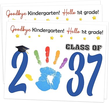 Class of 2037 Graduation Handprint Keepsake Gifts for Classroom, 10-Pack 8.5x11 Inch DIY Crafts Personalized Grad Cards, Pre K Graduation Decorations, Kindergarten Graduation Gifts from Teacher