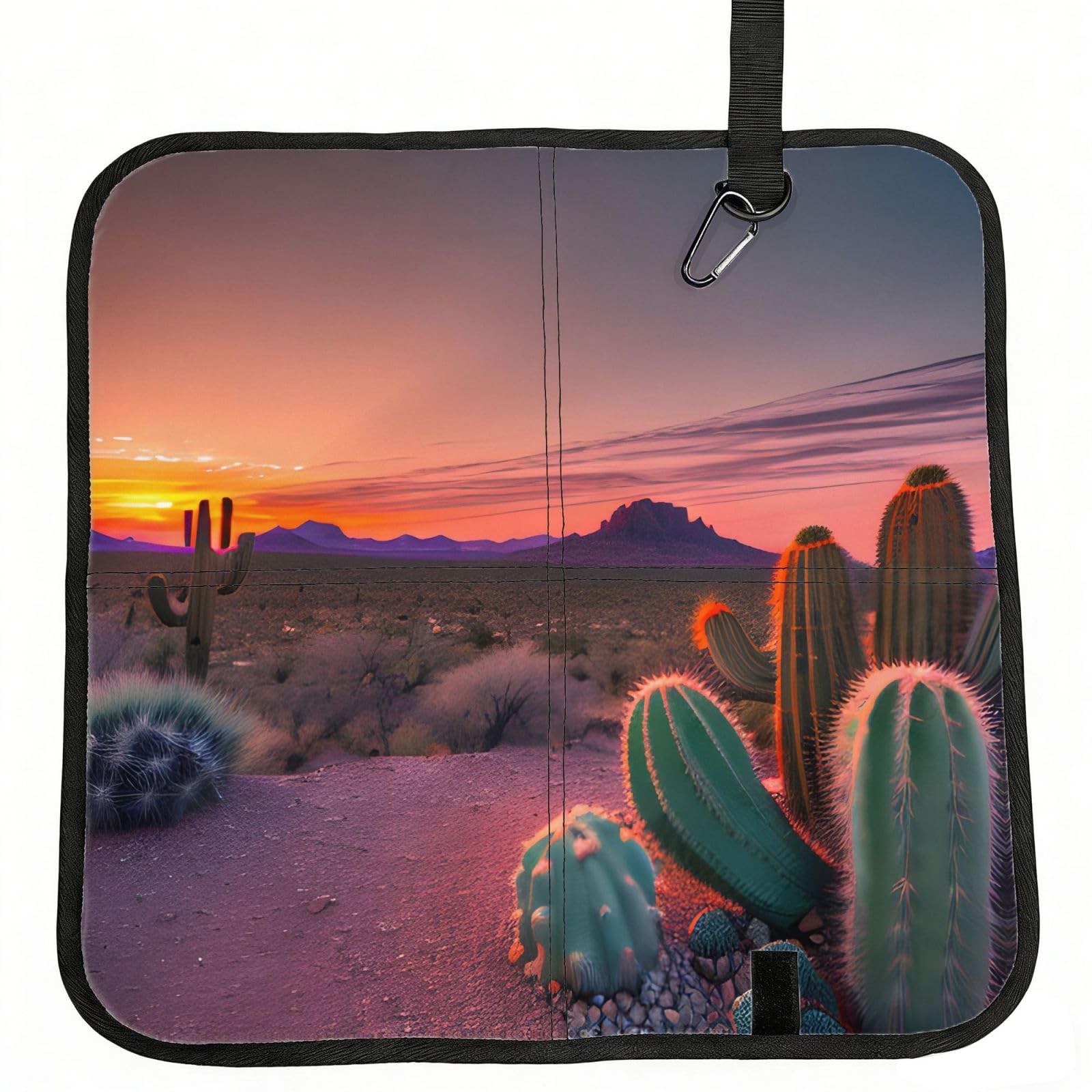 YGLHBDPBF Cactus Desert Sunset Print Camping seat cushion,Foldable Sitting Pads,Save Backpack Space for Hiking
