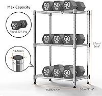 Vista 3 de Estantería de almacenamiento de alambre de 450 libras, estantería de 3 niveles, organizador de acero, estante de alambre para el hogar, cocina, Cromo