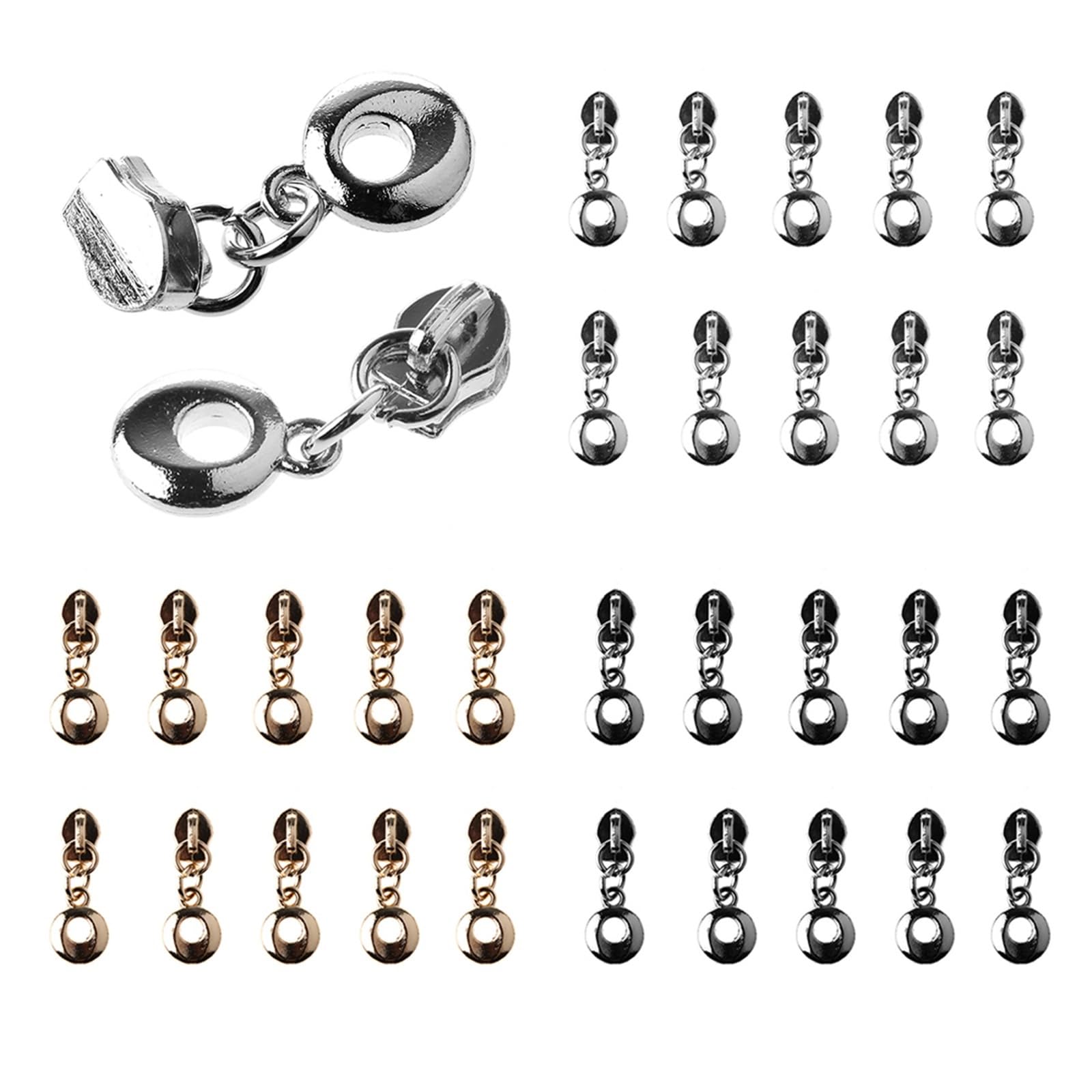 Tiradores de cremallera, 10 piezas 3# Deslizadores de cremallera for cremallera de metal de nailon Cabezal tirador plateado Cabezal deslizador de equipaje(White)