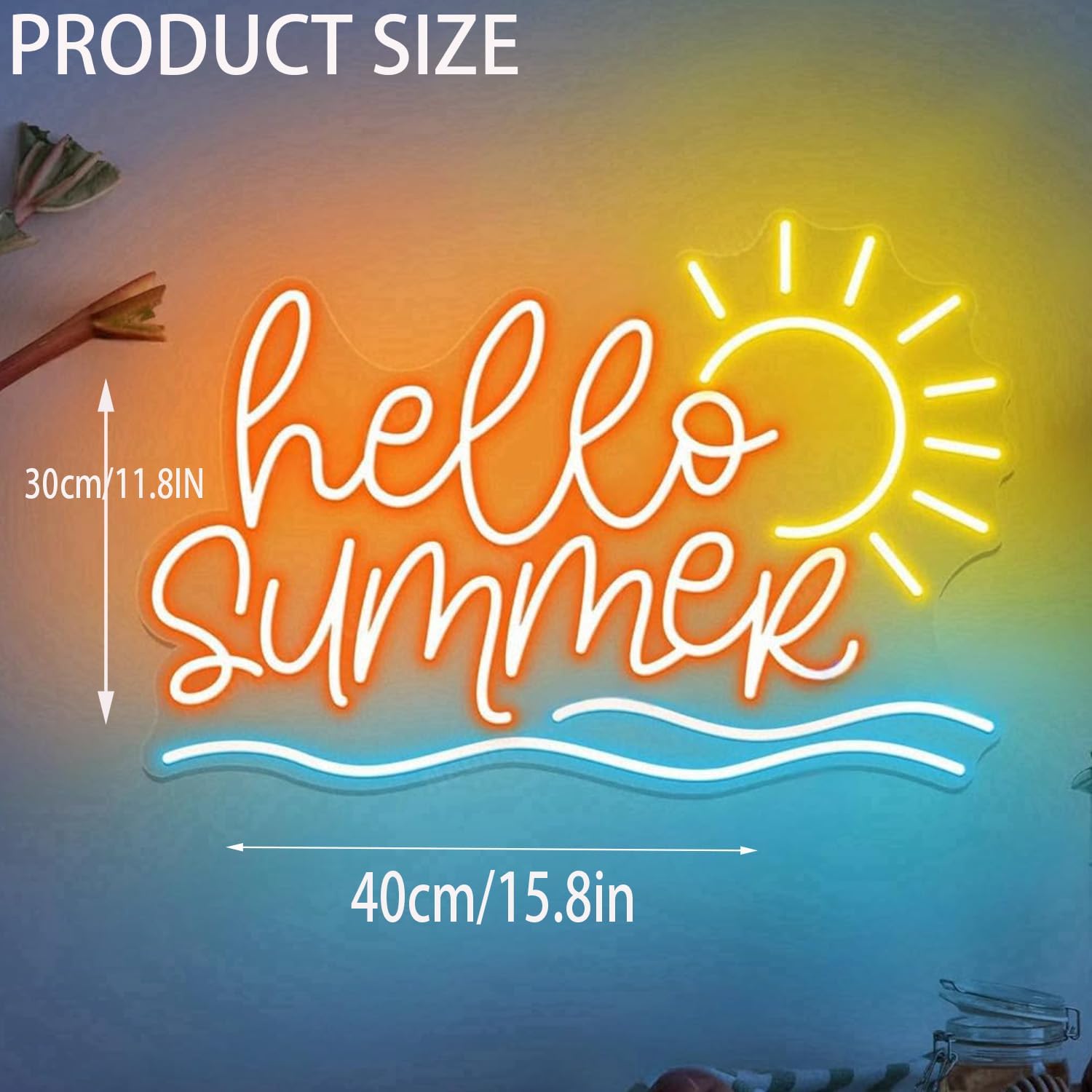 Hello Summer Neon Sign, Summers Palm Tree LED Signs Party Decor Party Atmosphere Room Decor