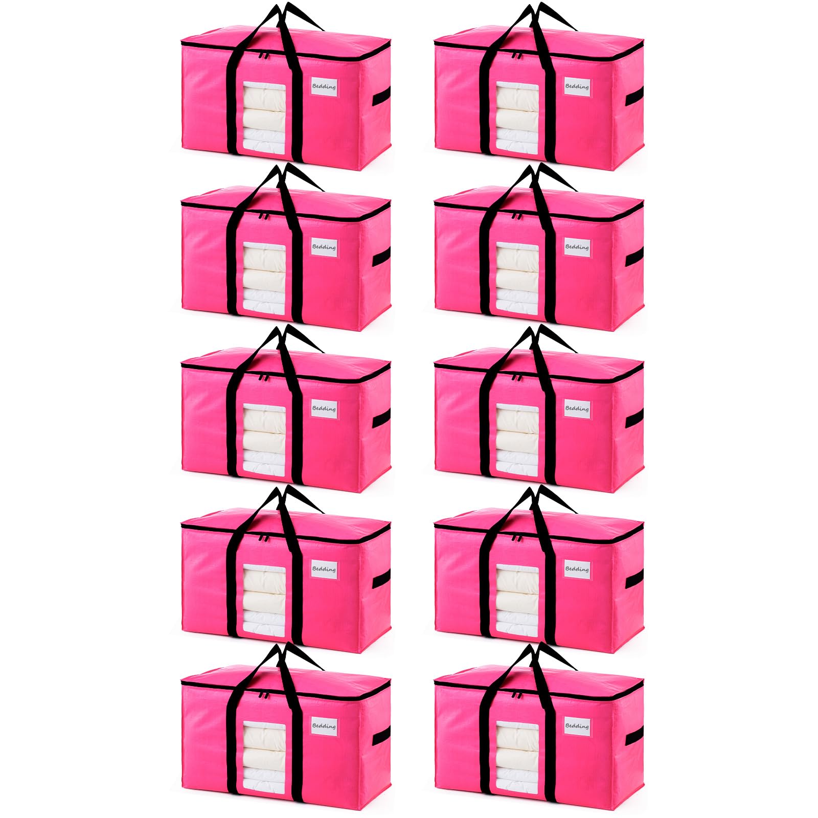 TAILI 10 Pack Pink Extra Large Moving Bags,Storage Bags with Visible Window