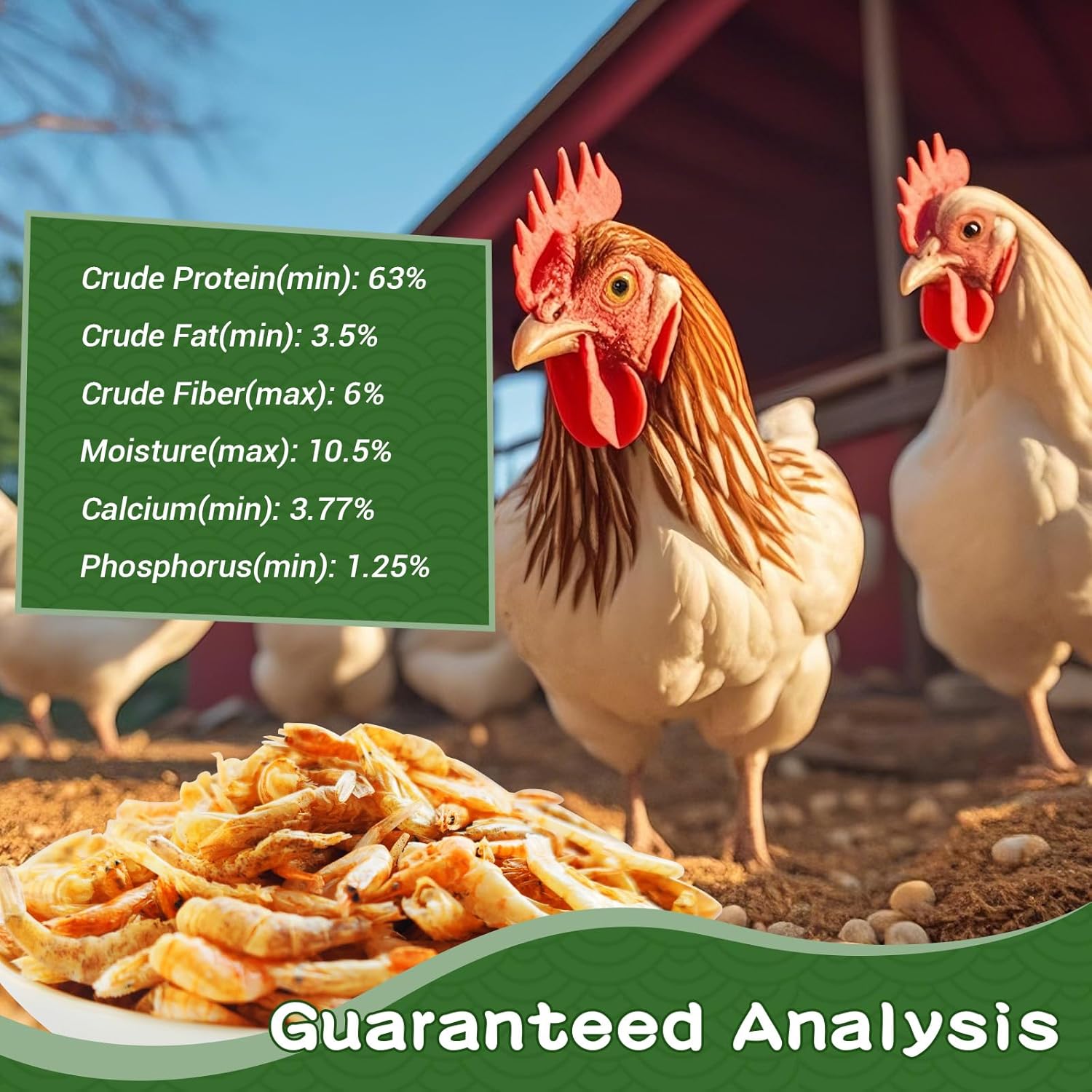 1lb Dried River Shrimp for Chicken, High Protein Freeze Red Dried Shrimp All Natural Treat for Turtles, Reptiles, Fish & Poultry, Perfect for Aquariums, Ponds, Backyard Chickens and Birds