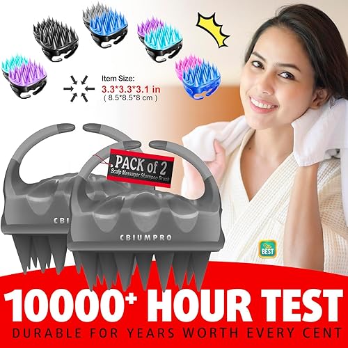 Miniatura 7 de Cepillo masajeador de cuero cabelludo, paquete de 2 cepillos para el cuero cabelludo para el crecimiento del cabello, exfoliante de silicona suave