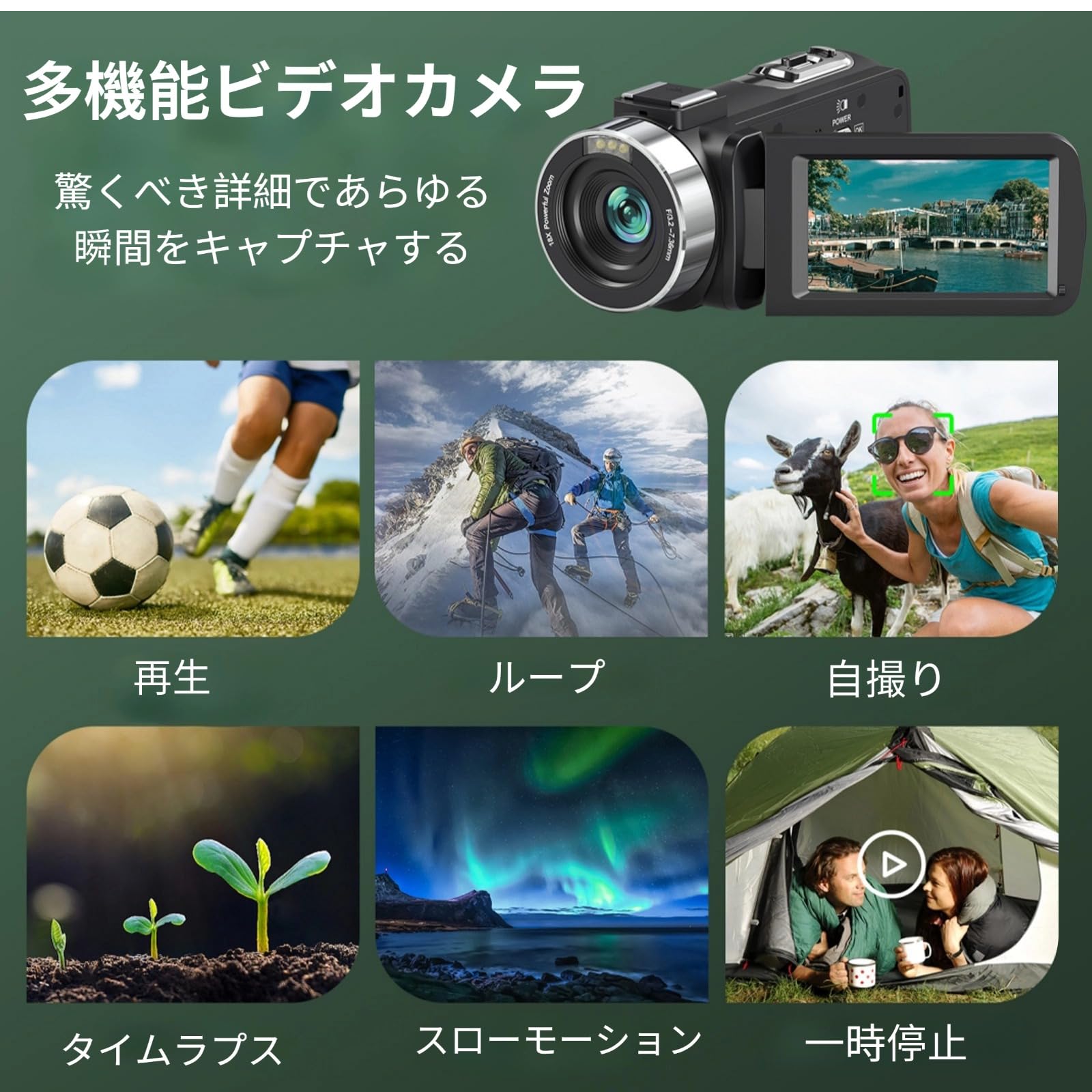 Amazon.co.jp: ビデオカメラ 4K録画 8000万画素 YouTubeカメラ 3.0