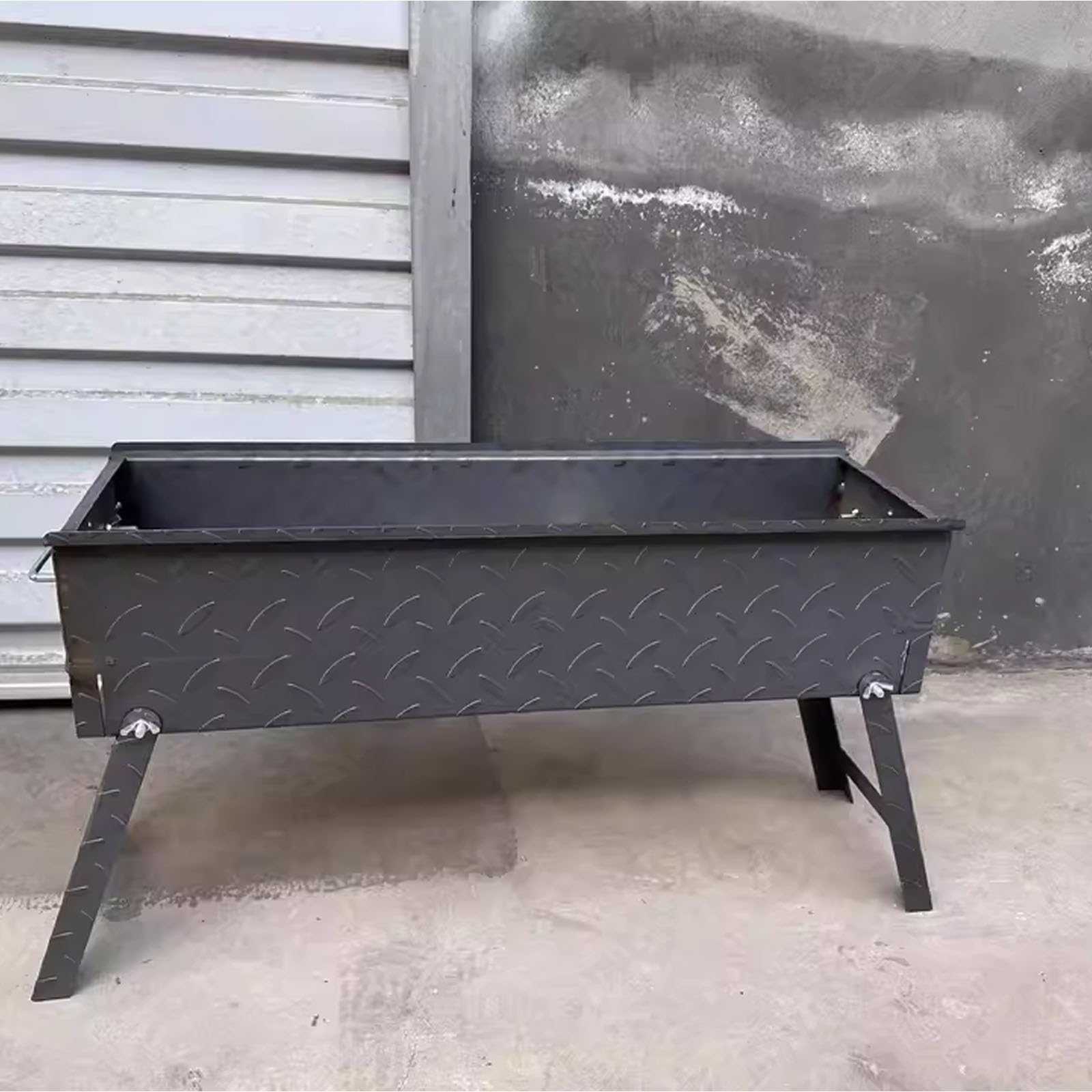 Griglia portatile a carbone per campeggio, griglia pieghevole per barbecue, piastra in acciaio ispessito per cucinare all'aperto, viaggi, cortile e giardino, 60 x 19 x 35 cm