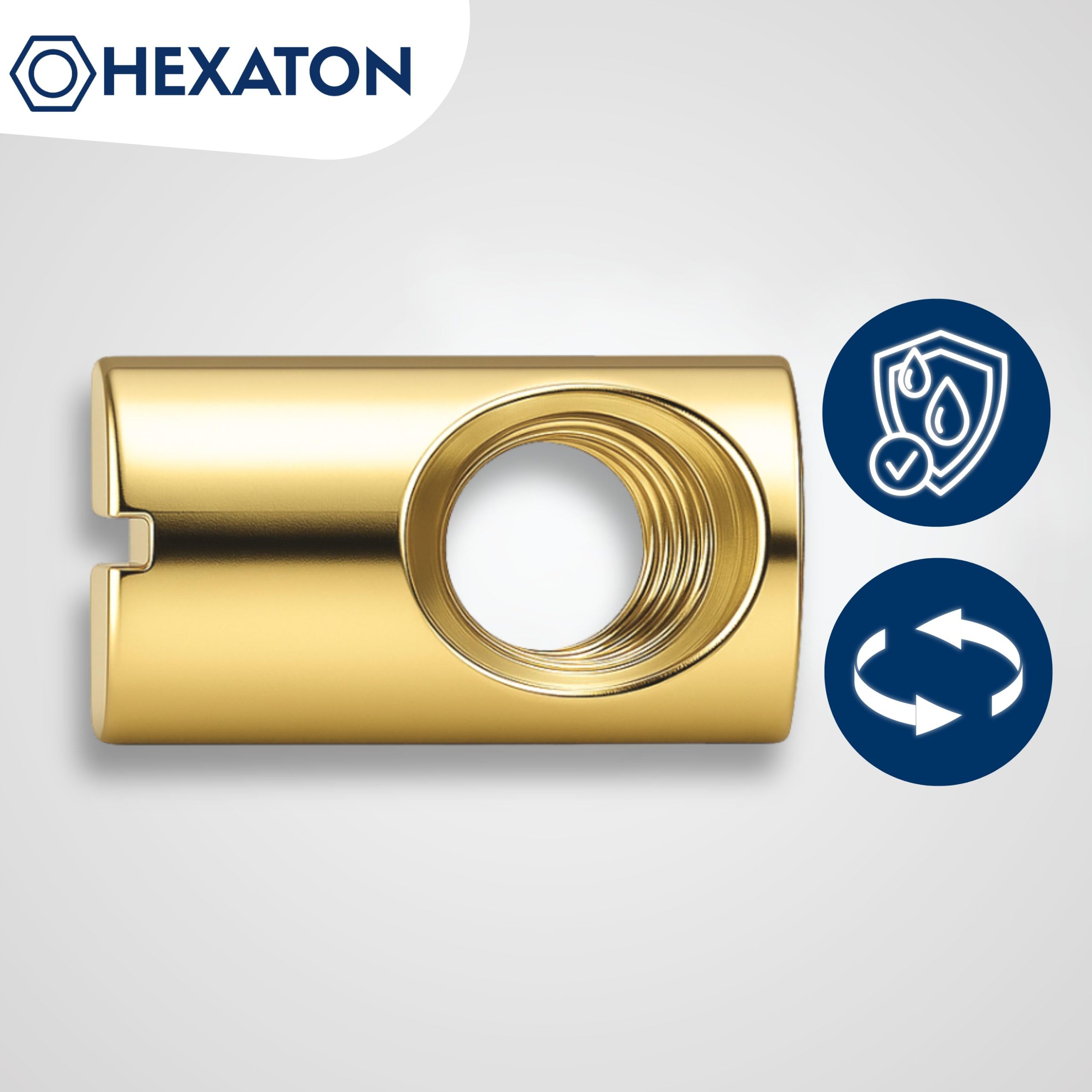 HEXATON Corps Écrous Cylindriques à fente chevilles Asymétrique - M6 x 10 x 16 mm - 100 pièces - Acier Galvanisé Jaune