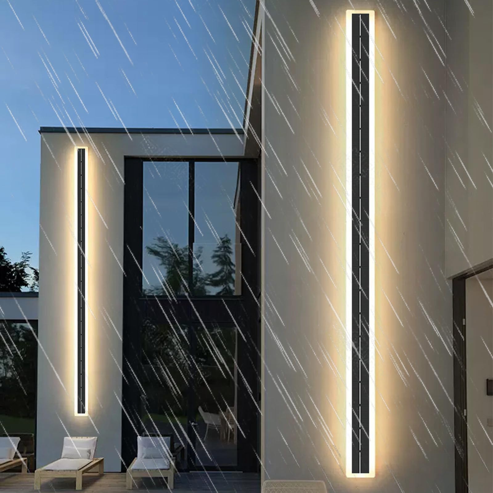 Wandleuchte für den Außenbereich, Solaire LED, Sans Fil, 2700 K/4500 K/6500 K, Etanche IP65, aus schwarzem Aluminium, für Außenküche, Veranda (warm, 80 cm)