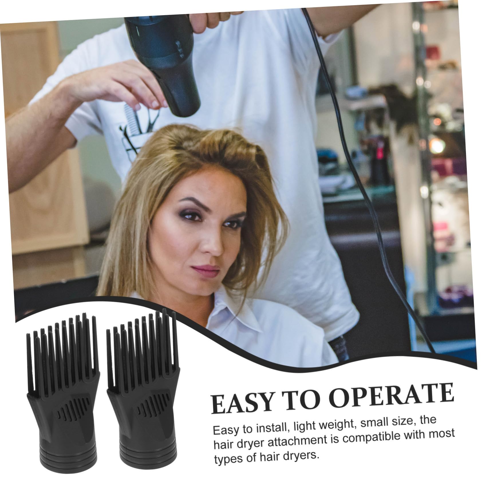 Healeved Lot de 2 sabots de sèche-cheveux compatibles avec la plupart des modèles de sèche-cheveux - Buse d'air pour une répartition uniforme de la chaleur et un séchage rapide pour des cheveux lisses