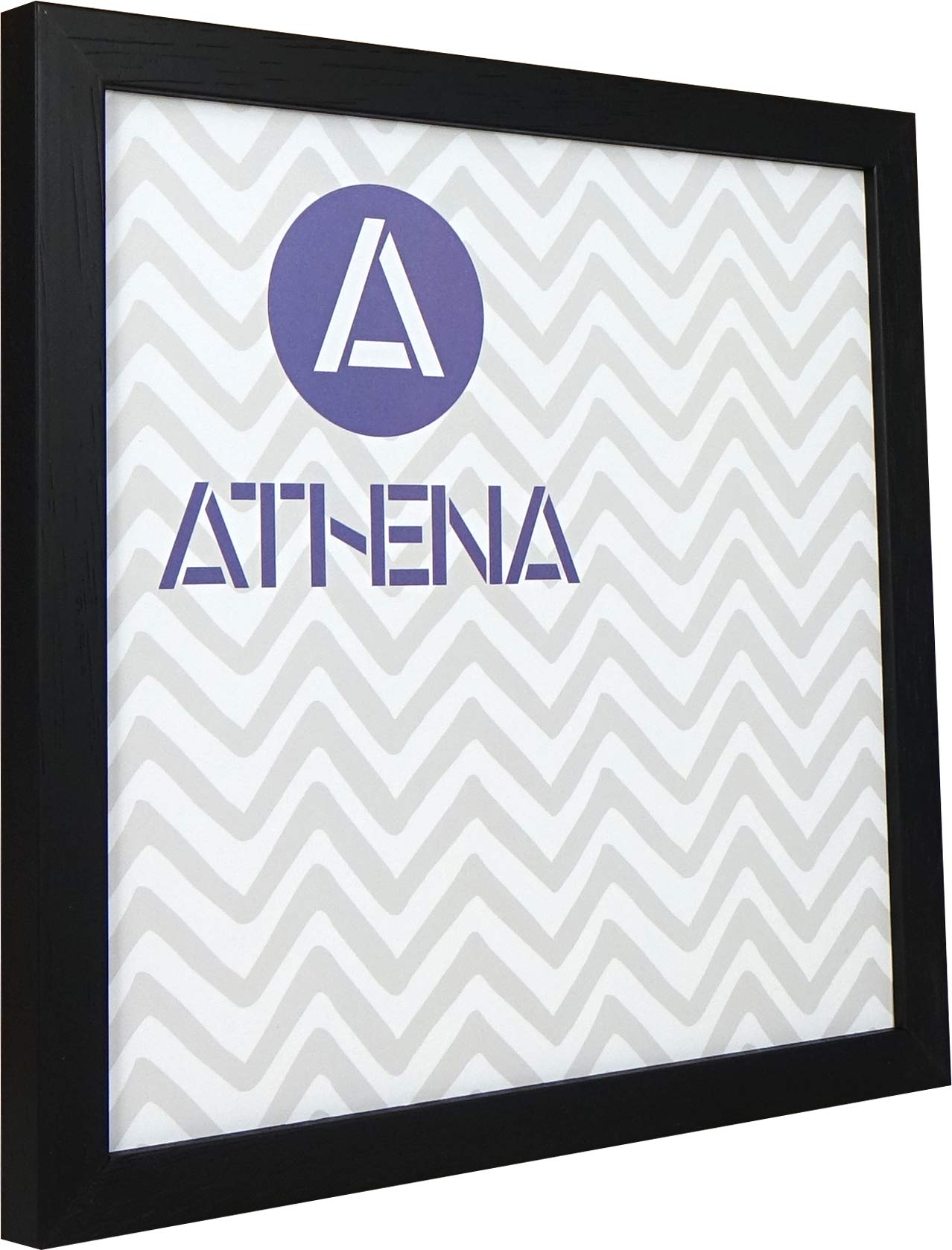 Athena Black Woodgrain Premium Wood Picture Frame - 60 X 60Cm Square Frame With Clear Styrene Sheet & Wall Mounted Hook