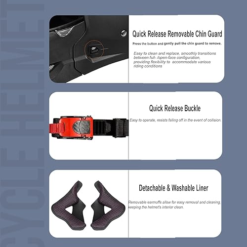 Miniatura 3 de Casco de cara completa para motocicleta unisex-adulto para bicicleta de tierra, ATV, scooter, crucero, casco de motocross de 34 de cara