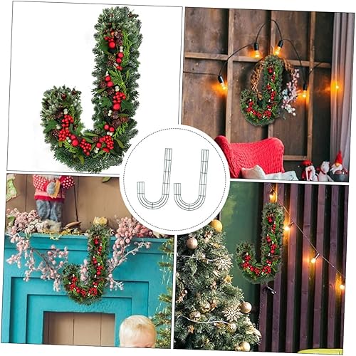 Miniatura 3 de BESTOYARD 6 piezas de corona de Navidad DIY macramé anillo de corona marco de corona de alambre de metal corona anillo decoraciones para salas de