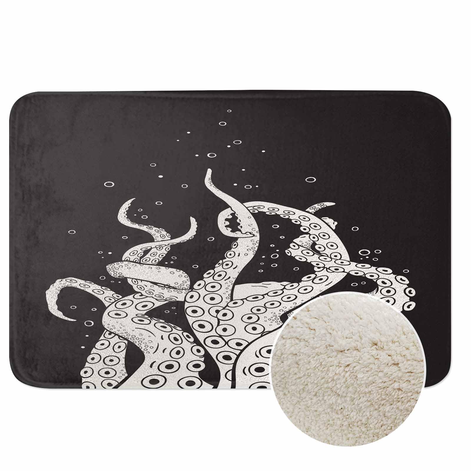 Octopus Tentacles Curl Bath Rugs Microfiber Bathroom Mat Soft Plush Shaggy Shower Mat for Bathroom Fluffy Comfortable Water Absorbent Carpet Non-Slip