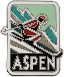 Vagabond Heart Aspen Pin - Hard Enamel Skiing Snowboarding Lapel Pin Badge Aspen Colorado Souvenir - Metal Travel Brooch for Backpack Jacket Hat - Collectible Gift for Travelers Men Women - 1" Inch Rubber Clutch Back