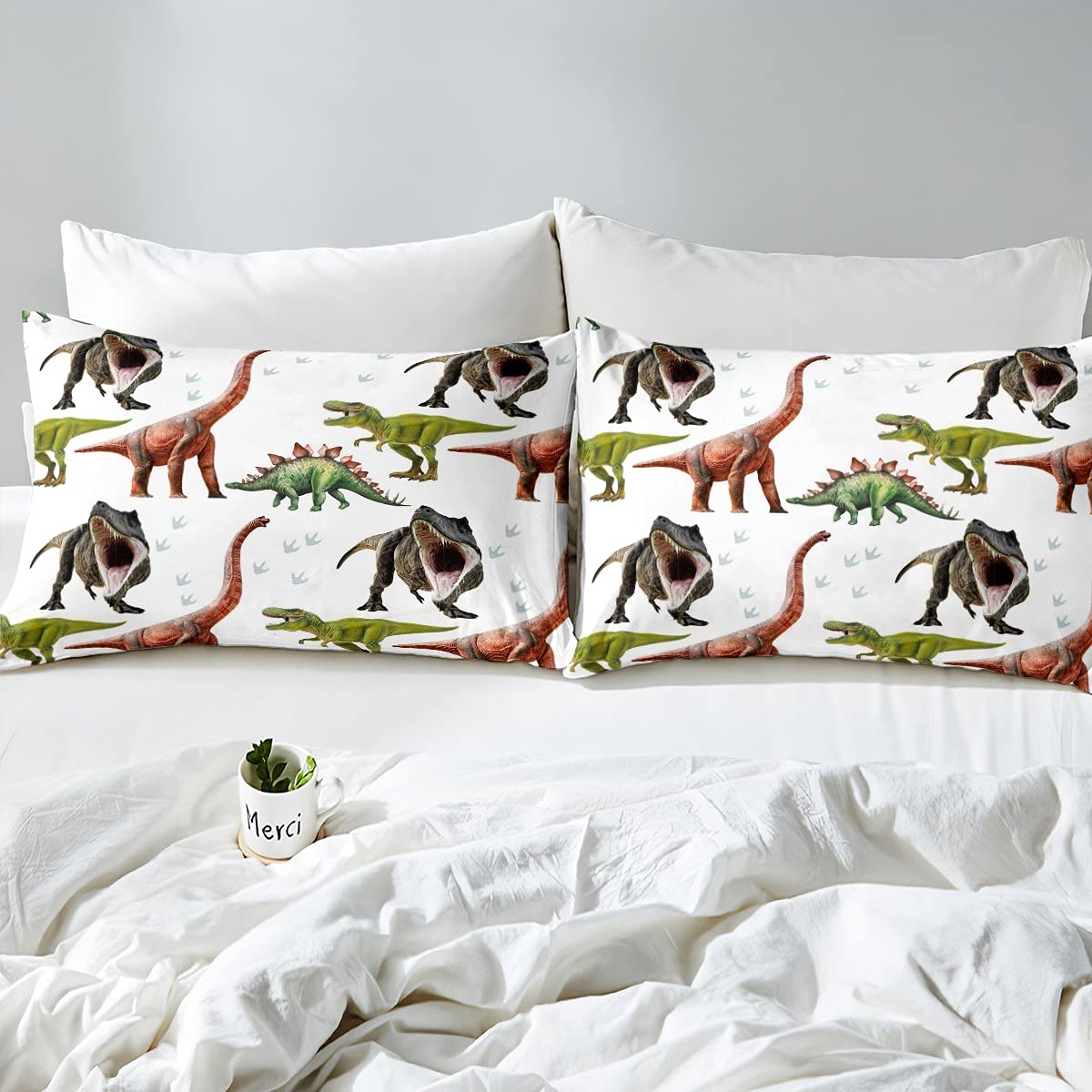 Set di biancheria da letto per ragazzi e ragazze, motivo: dinosauro, animali della giungla, set di lenzuola per letto matrimoniale