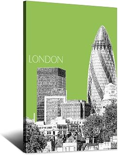 Vintage Travel City Landmark Posters London Skyline The Gherkin Building Canvas Art Painting Decor Wall Posters Family Bedroom hotel restaurant gym Office Decorative for room aesthetic Gift Poster 12×