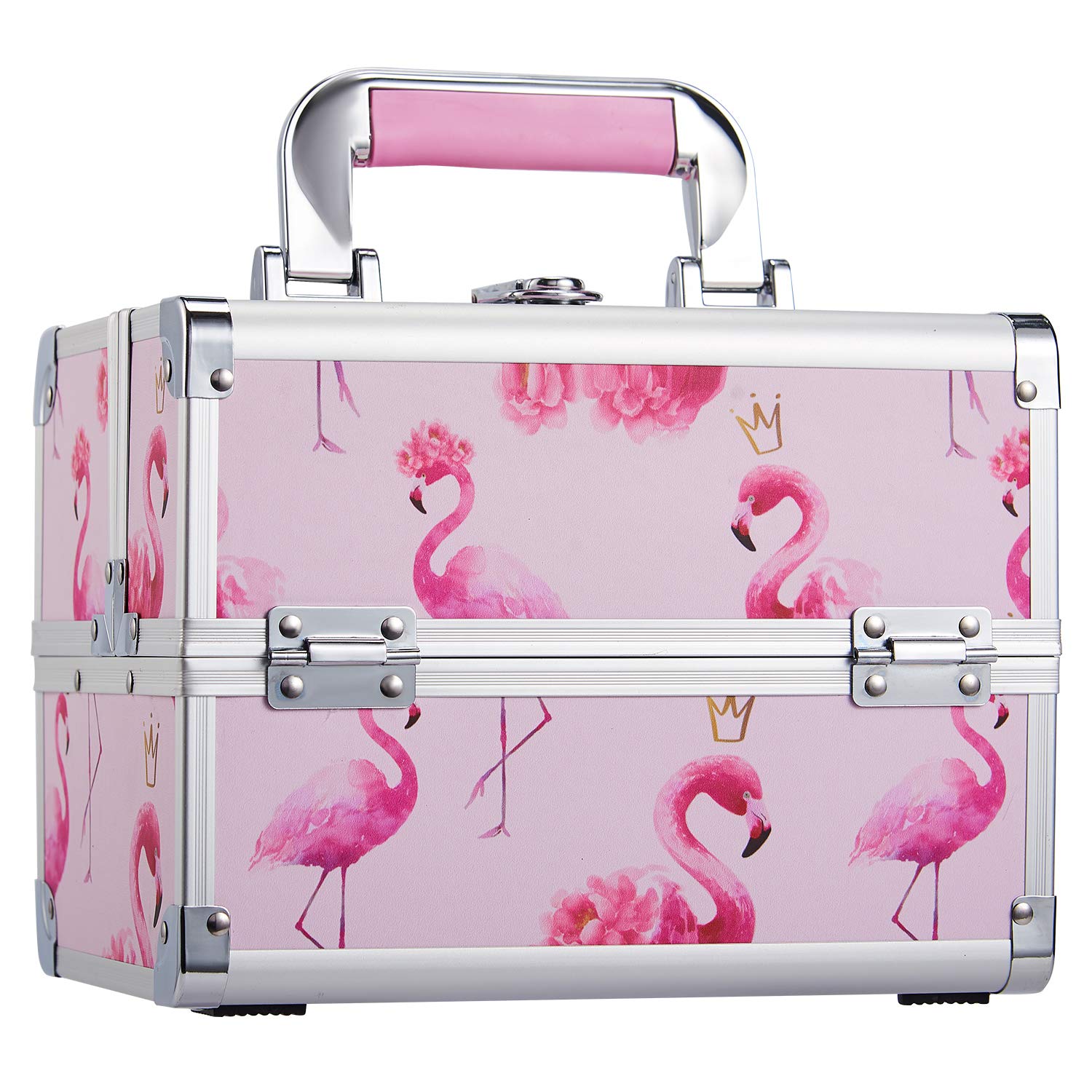 Frenessa Makeup Train Case Cosmetic Box Trays Key Lock