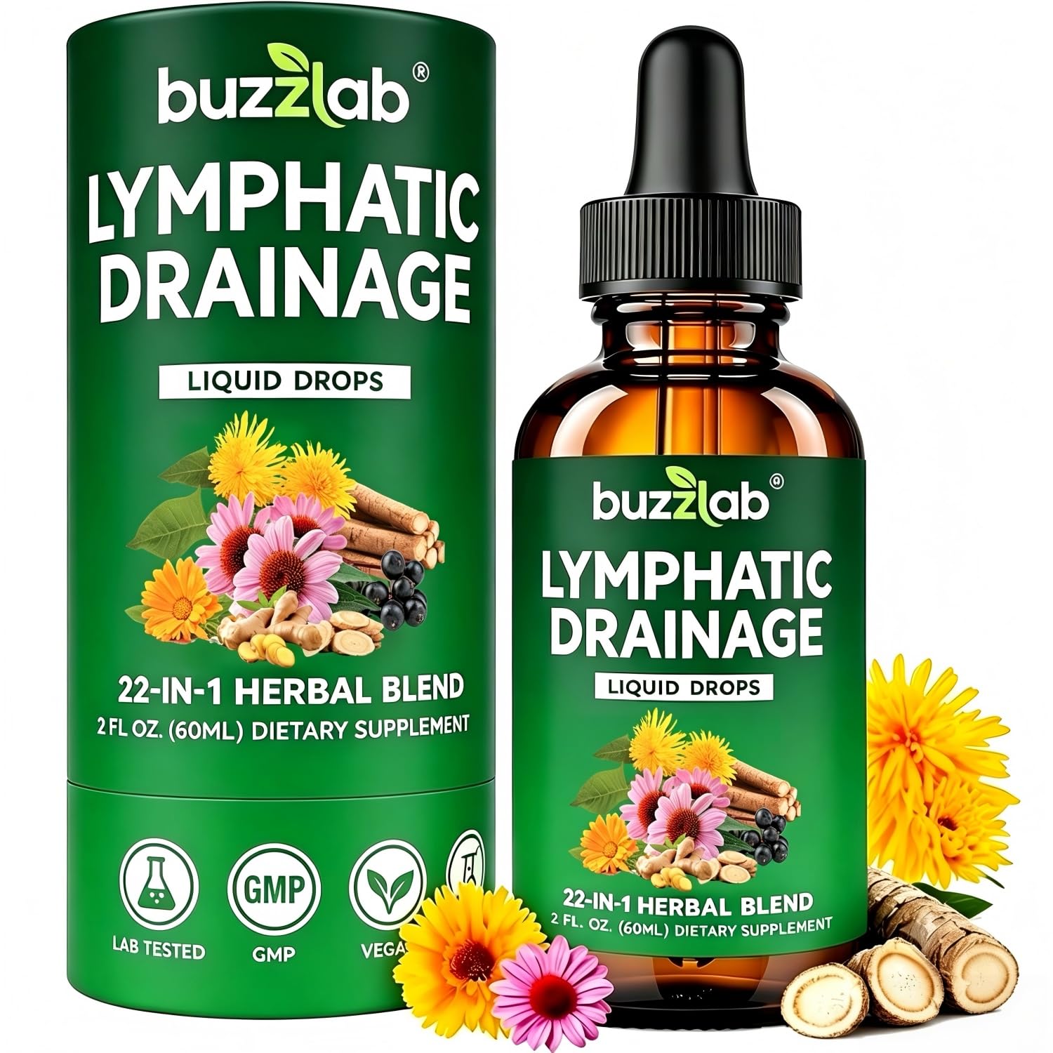 Lymphatic Drainage Drops for Bloat Relief & De-Puff 22-in-1