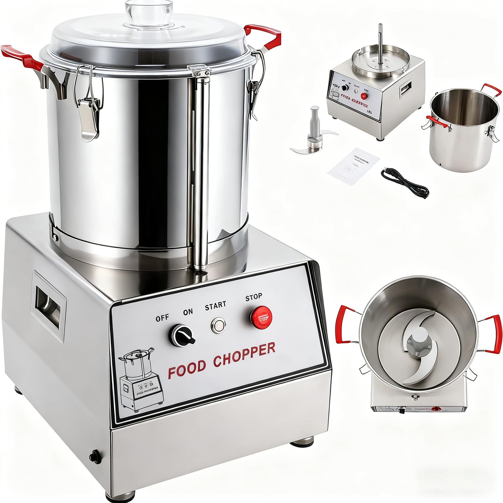 5 L/7 L/10 L/15 Ltritatutto Elettrico, Tritatutto Professionale, Robot da Cucina, Tritacarne in Acciaio Inox da 1400 Giri/Min, Tritaverdure, per Cipolle, Noci, Frutta, Aglio 7L