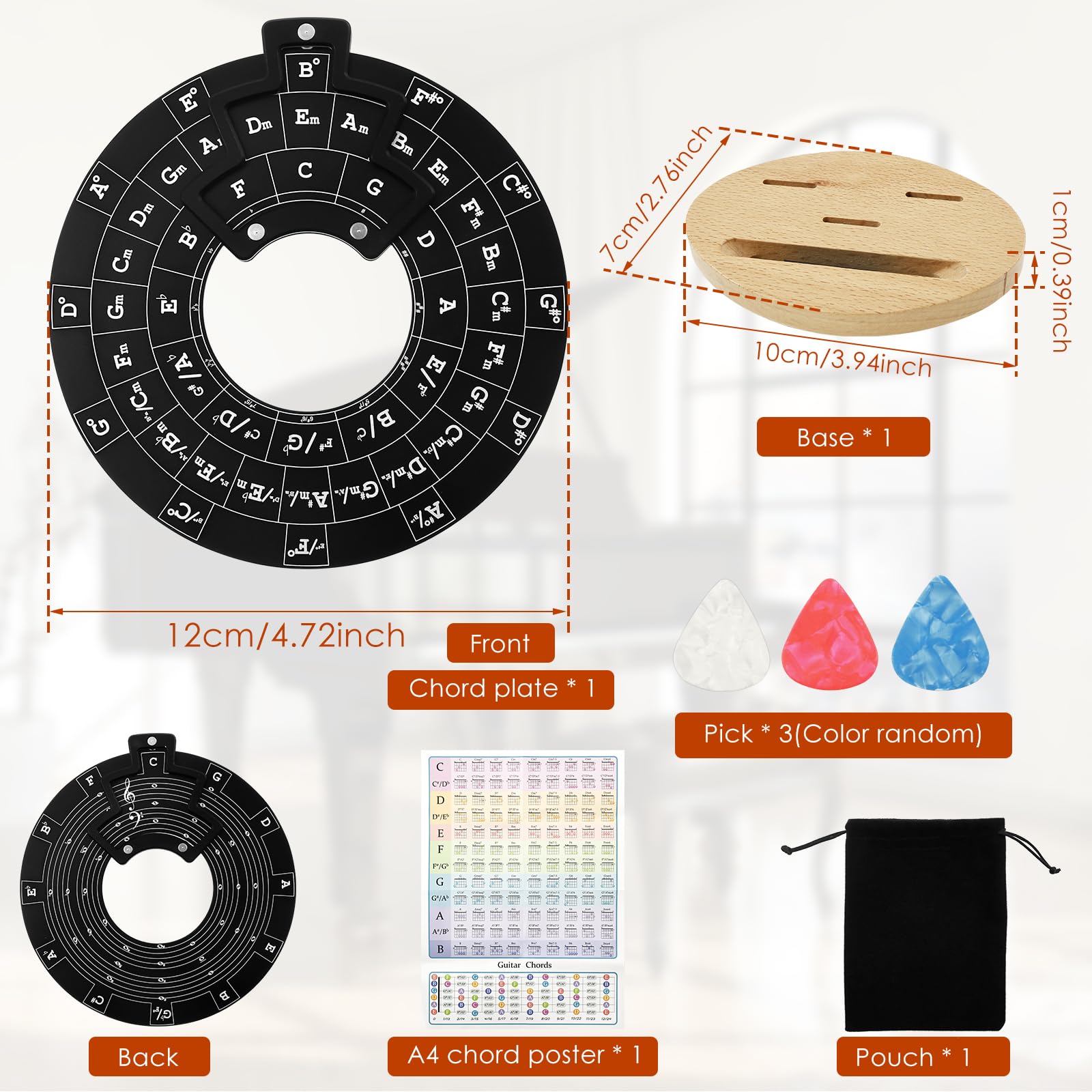 Circle of Fifths Wheel Decoder Kit Melody Tool Music Theory Plate Learning Tool Chord Series Table Guitar Chord Wheel Sturdy Interesting Easy to Learn Round Circular Chord Tool Set for Musicians