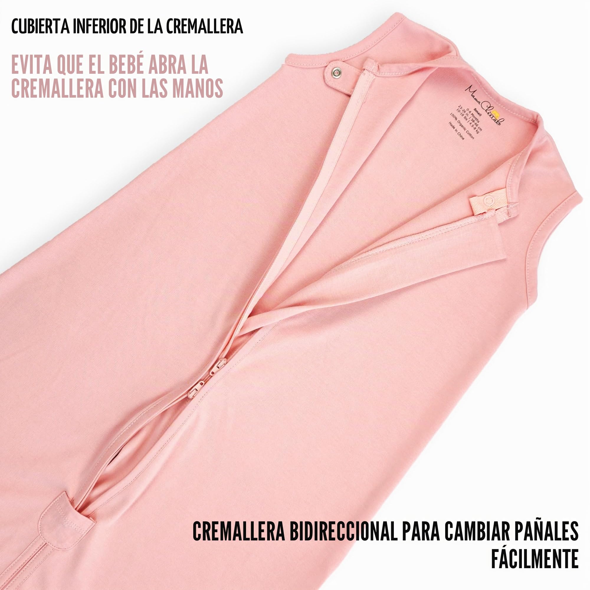 Saco de dormir para bebé 0,5 TOG, manta portátil para bebé de algodón orgánico con cremallera doble, transición de pañales recién nacidos para niños y niñas, 0-6 meses