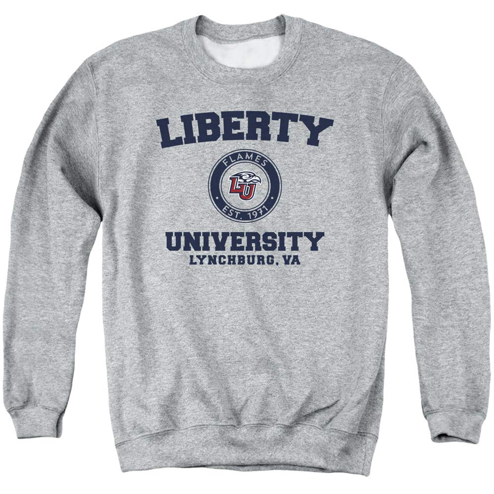 Liberty University Official Circle Logo Unisex Adult Crewneck Sweatshirt,Athletic Heather, Large