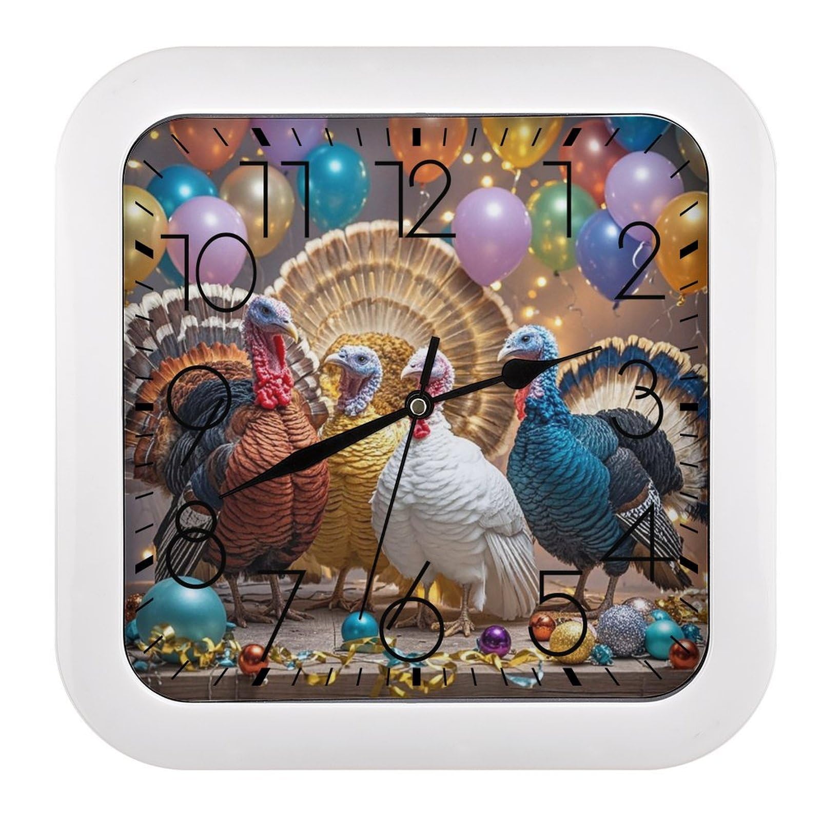 LZQPOEAS Turkey Dance Wall Clock Fashionable Versatile Silent Wall Clock Simple Elegant Non Ticking Analog Clocks Easy to Install Square Modern Clocks for Home Decoration