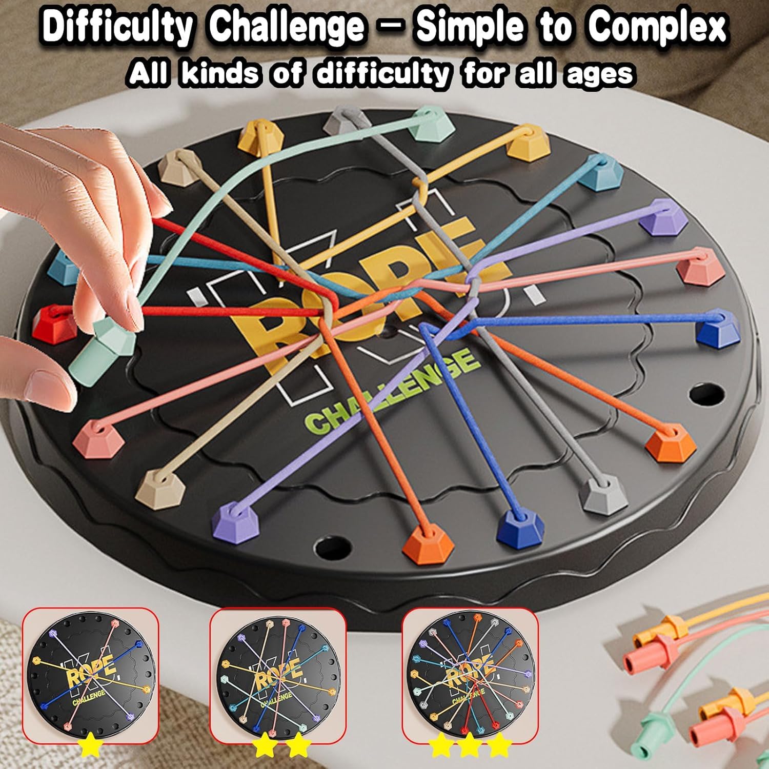 NIYANETAIL Rope Untying Challenge Puzzle | Twisted Knots Untangle Brain Game for Kids & Adults | Octagonal Shape with Multi-Coloured Rods | Brain Training Table Puzzle & Educational Toy (Design 1) 1
